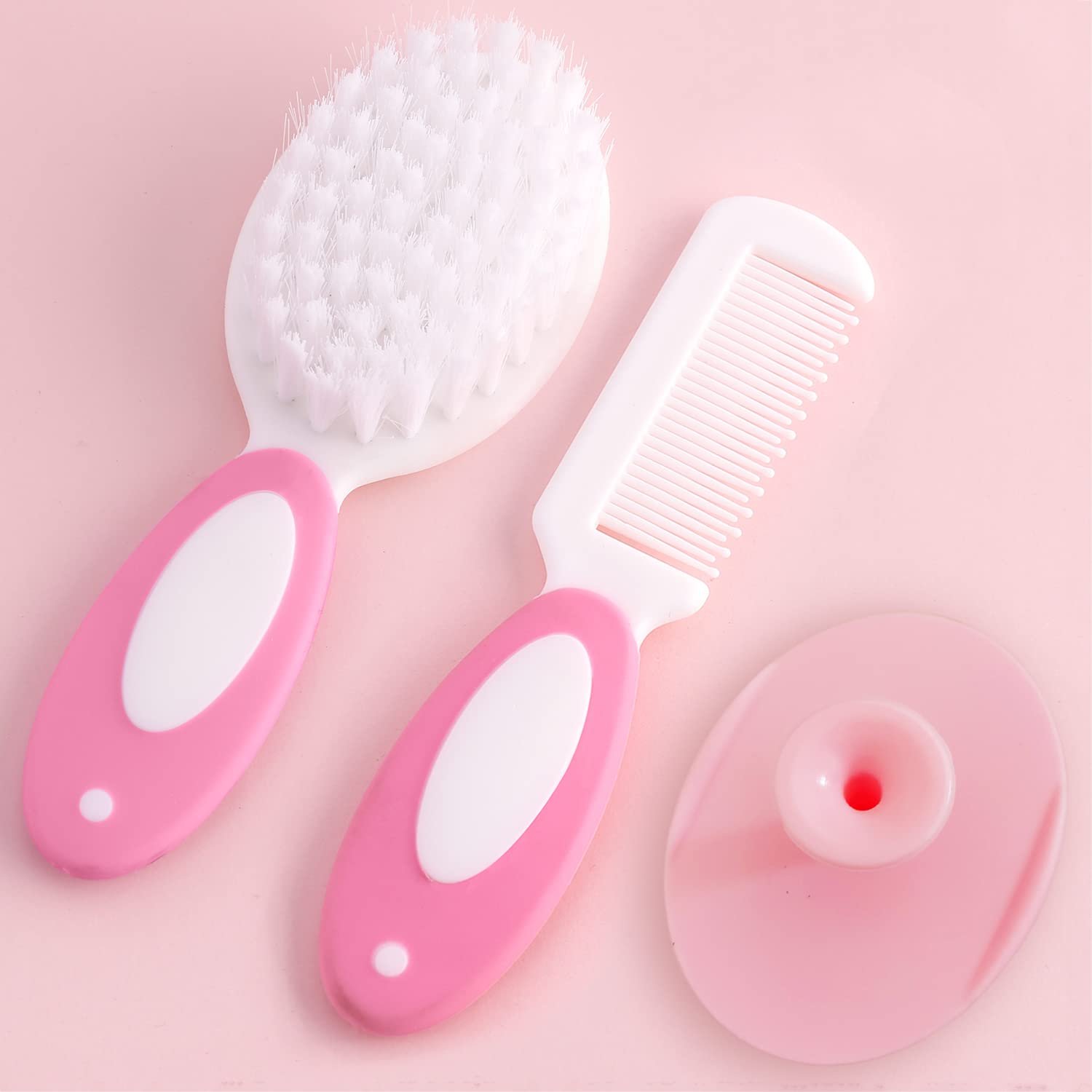 Baby Hair Brush, Cradle Cap Brush, Baby Hair Comb, Baby Hair Brush and Comb Set for Newborns & Toddlers, Baby Brush Soft Bristles, Ideal for Cradle Cap, Perfect Baby Registry Gift (Pink) - Image 3