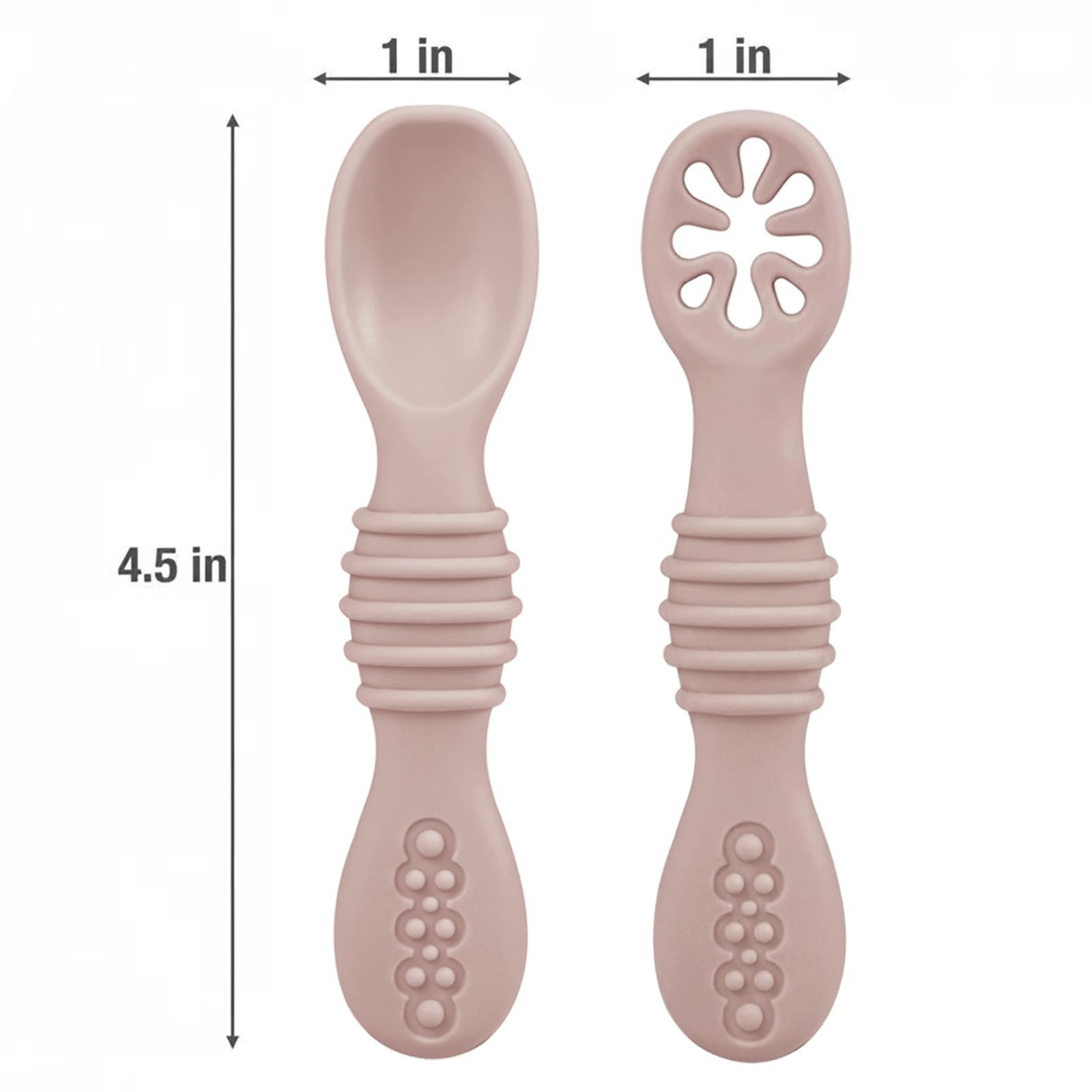 PandaEar 6-Pack Silicone Baby Spoons, 6+ Months, Pink Light Pink Beige - Image 2