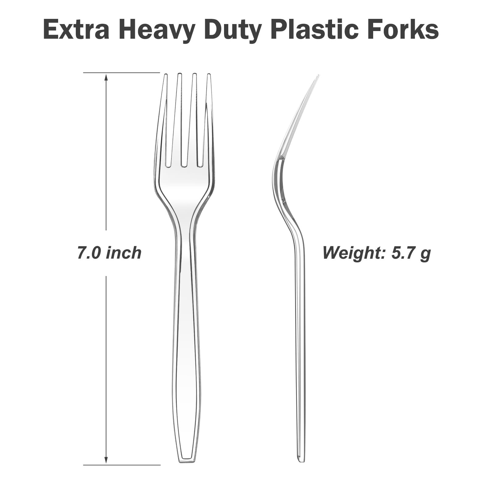 Dealusy 360 Count Extra Heavy Duty Clear Plastic Forks Disposable - Image 2