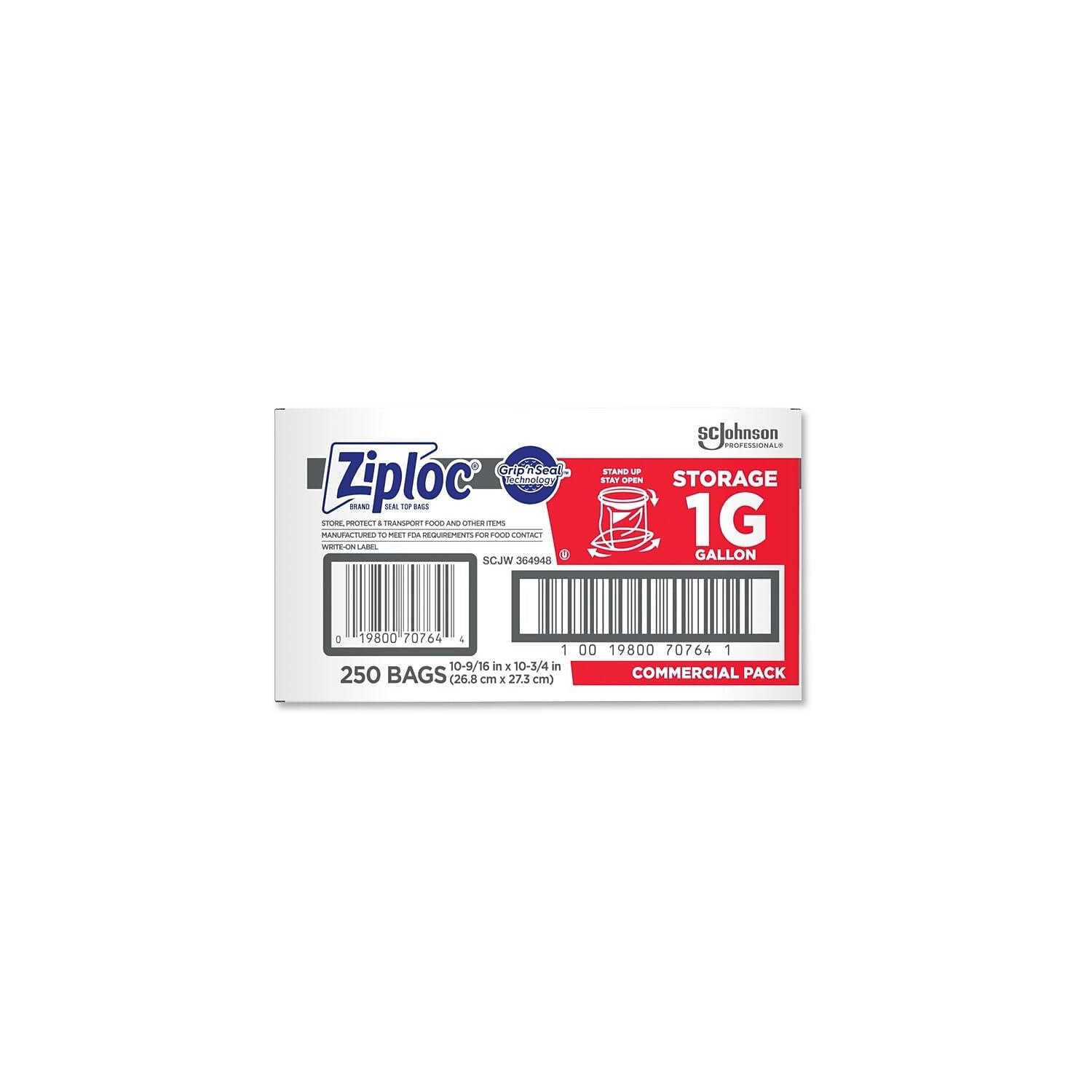 SC Johnson Professional Ziploc Storage Bags with New Grip 'n Seal Technology, For Food Organization and Storage, Double Zipper, Gallon, 250 Count - Image 4
