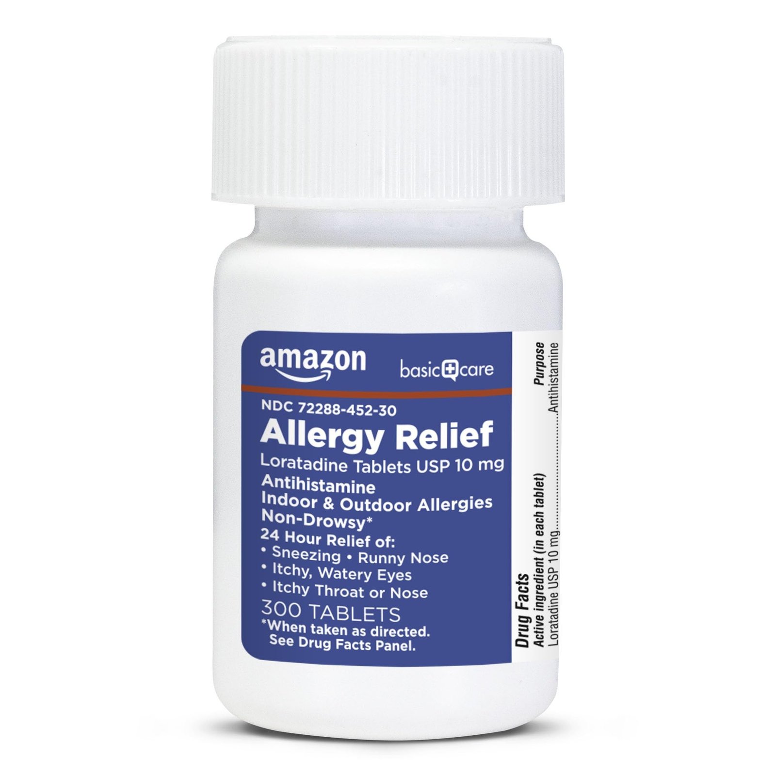 Amazon Basic Care Allergy Relief Loratadine Tablets 10 mg, 24-Hour Non-Drowsy Antihistamine for Runny Nose, Sneezing, Itchy Eyes, 300 Count (Packaging may vary) - Image 6