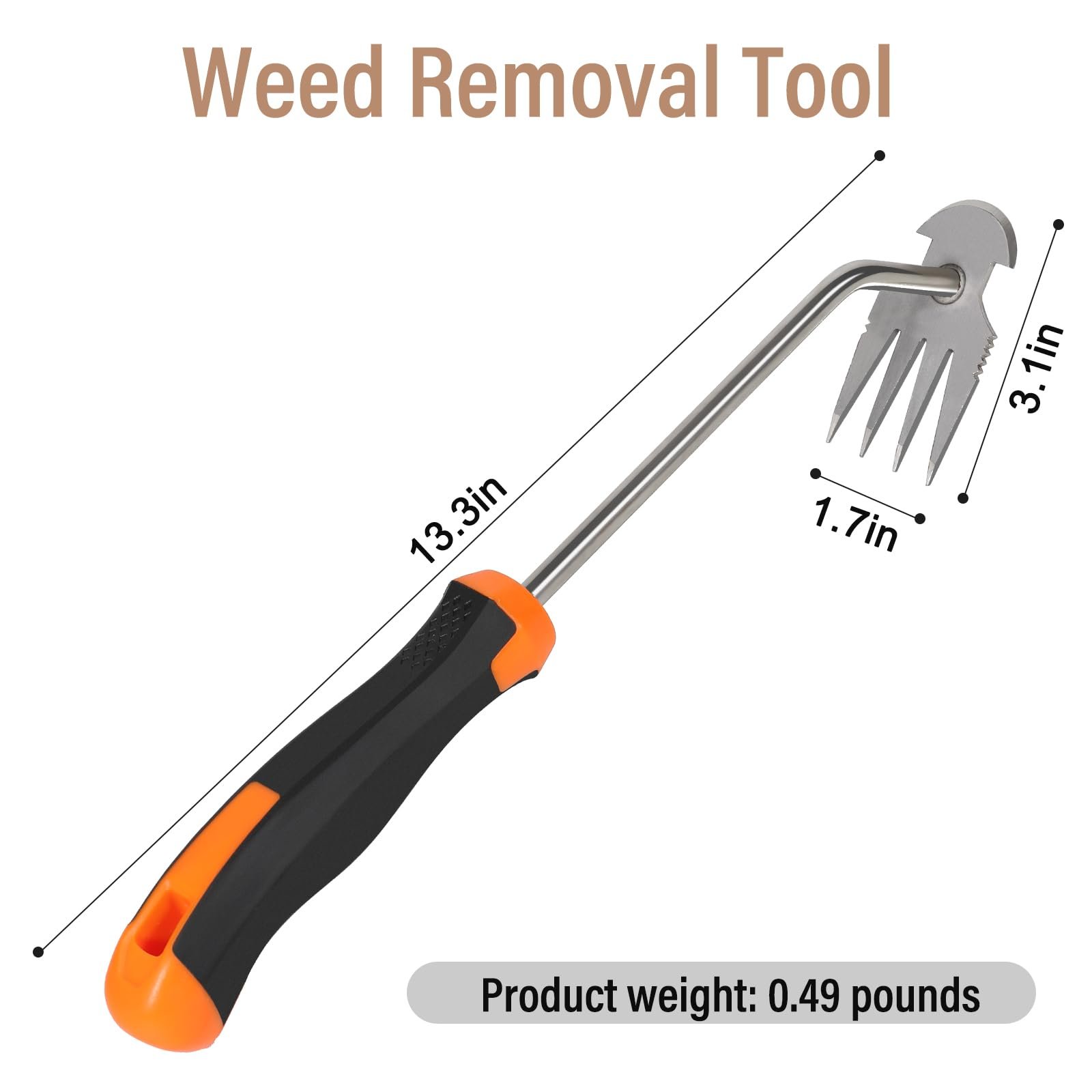 SIXCAR Weed Remover Tool,Portable Garden Weeder Tool,New Gardening Weeding Tools,for Garden Hand Tools for Vegetable Gardening Backyard Farm Planting & Uprooting Weeding Tool (Rubber Handle) - Image 2