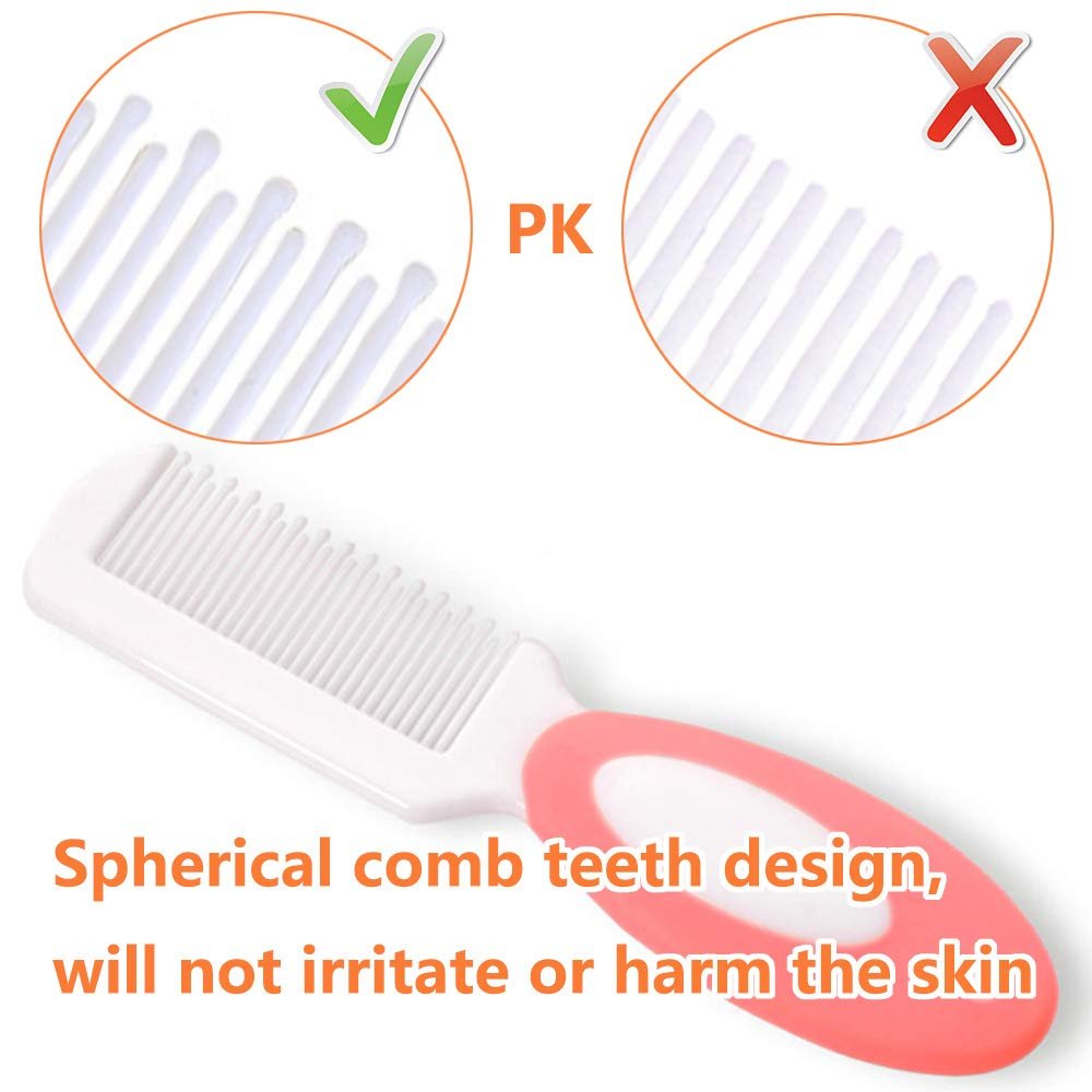 Baby Hair Brush, Cradle Cap Brush, Baby Hair Comb, Baby Hair Brush and Comb Set for Newborns & Toddlers, Baby Brush Soft Bristles, Ideal for Cradle Cap, Perfect Baby Registry Gift (Pink) - Image 2