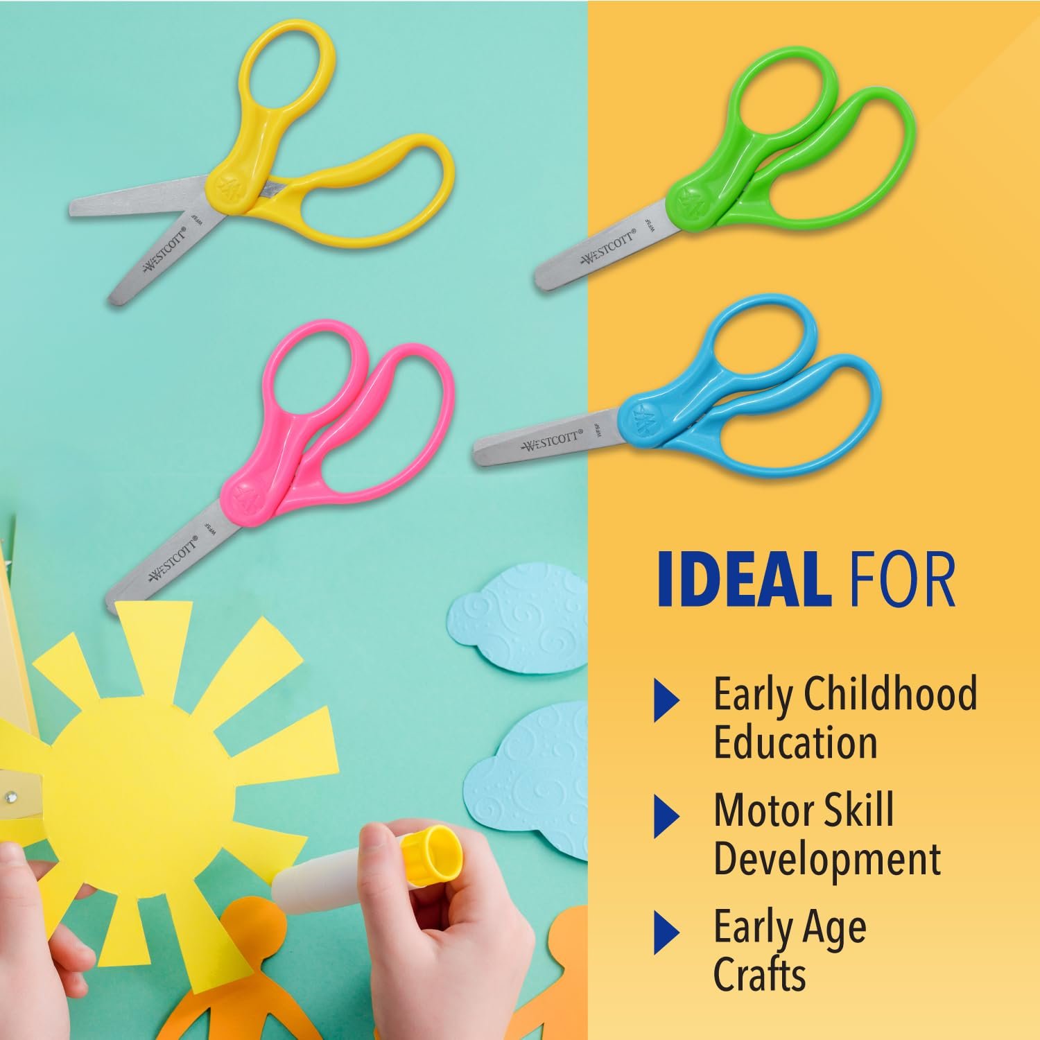 Westcott 5" Hard Handle Kids Scissors, Blunt, Assorted Colors, 2-Pack - Image 4
