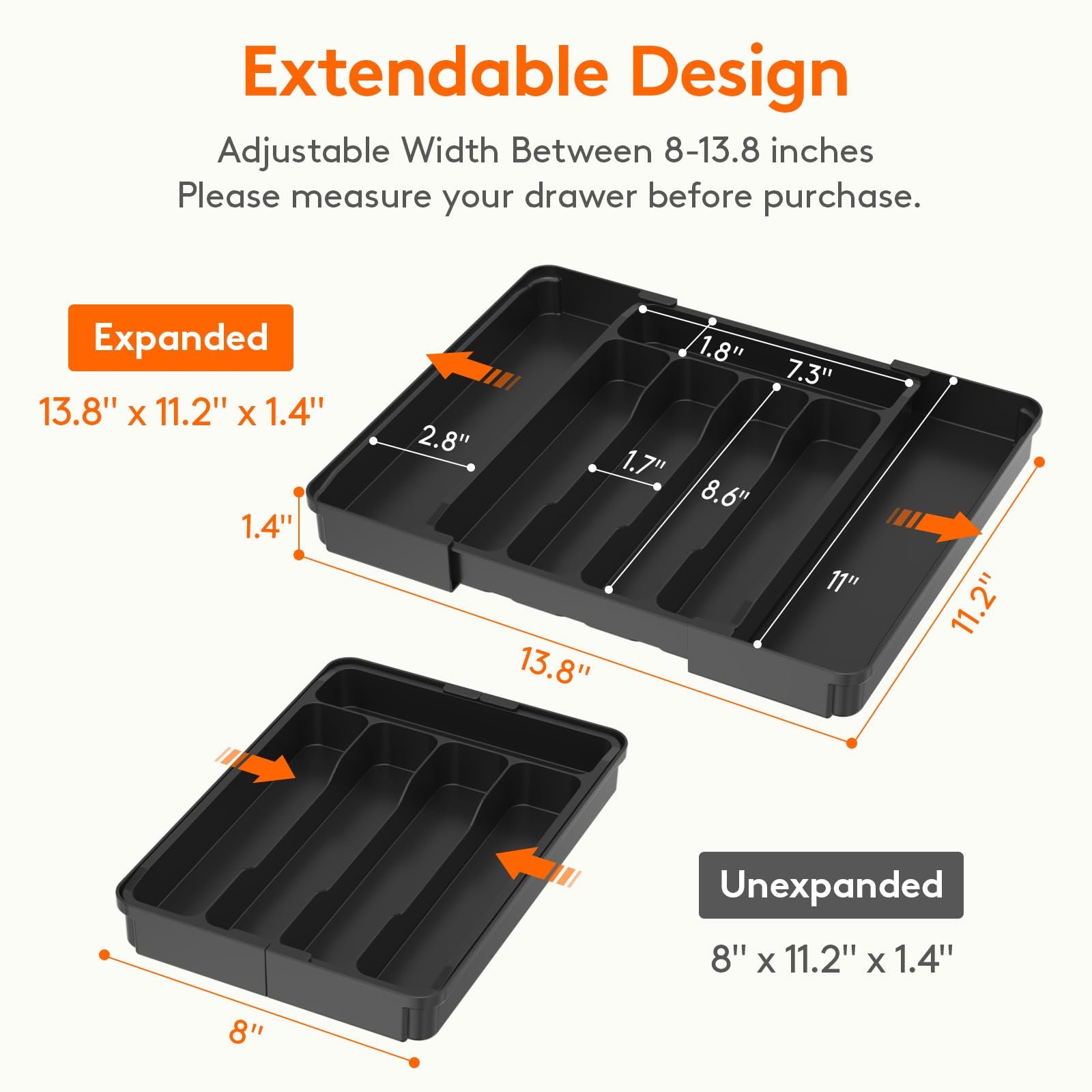 Lifewit Expandable Silverware Drawer Organizer, Kitchen Utensil Tray - Image 3