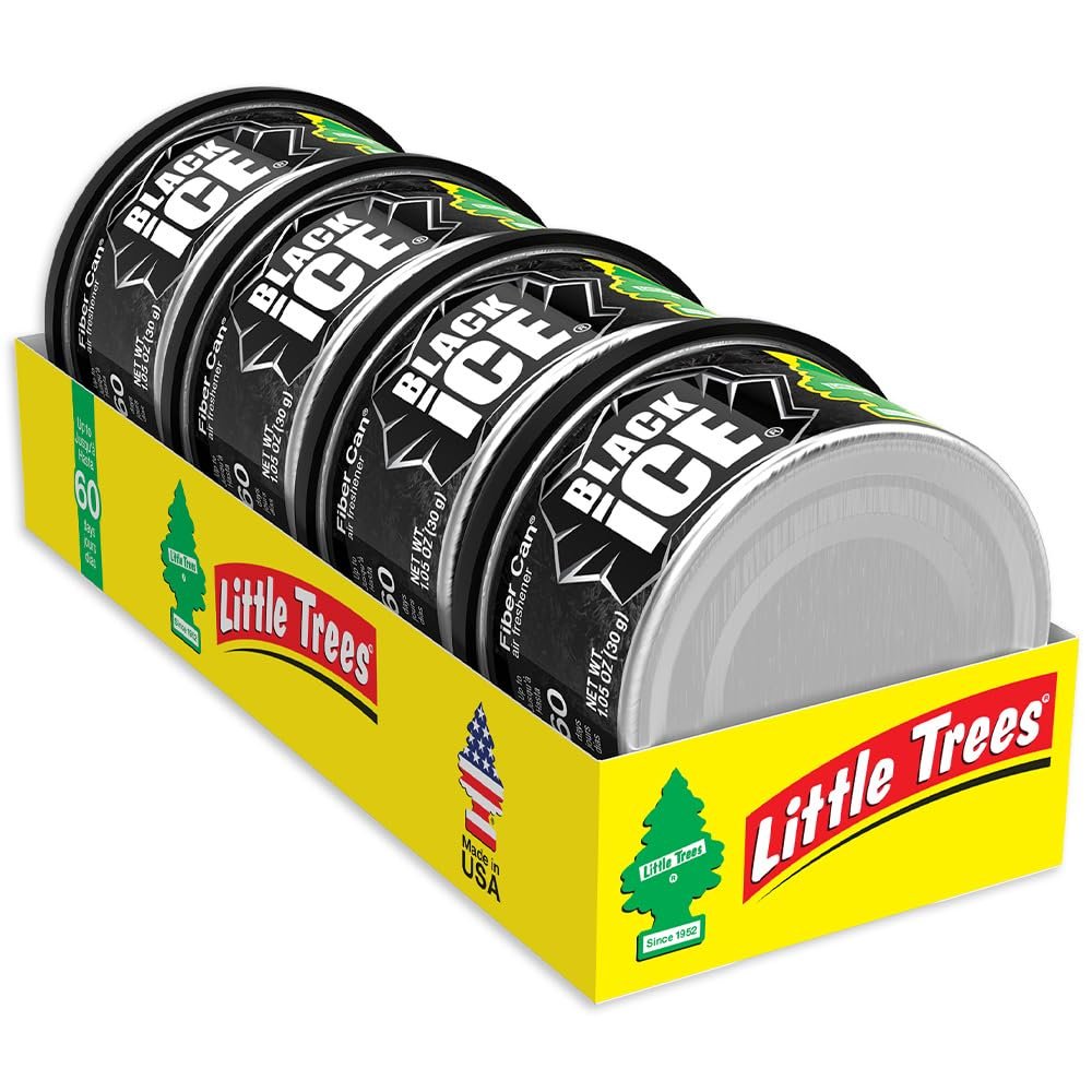 LITTLE TREES Car Air Freshener | Fiber Can Provides Long Lasting Scent for Auto or Home | Recycled Fiber | Black Ice, 4 Air Fresheners - Image 8