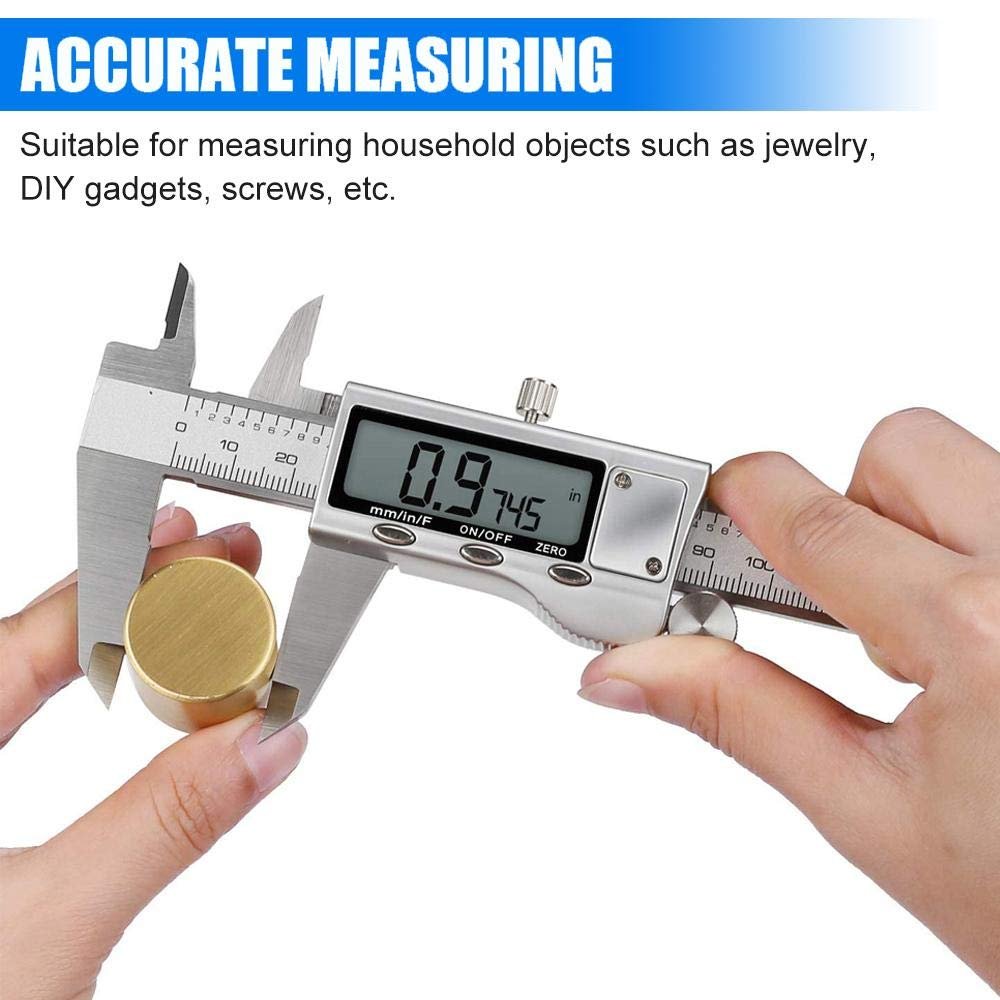 Digital Caliper Measuring Tool, Stainless Steel Vernier Caliper Digital Micrometer with Large LCD Screen, Easy Switch from Inch Metric Fraction, 6 Inch Caliper Tool for DIY/Household - Image 2
