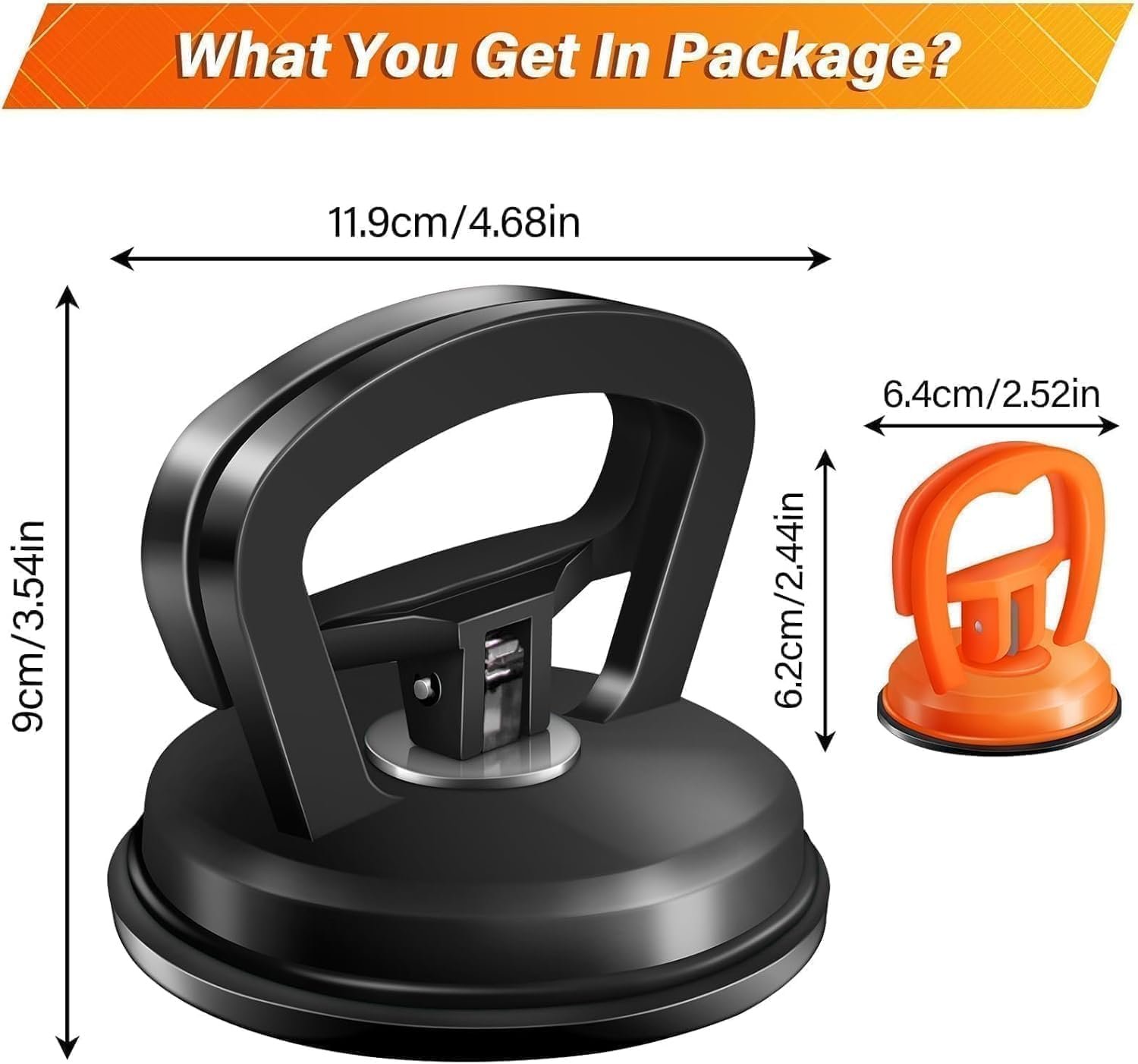 Tiantanghu Dent Puller,3 Pack Car Dent Puller Car Dent Removal Kit Suction Cup Dent Puller Dent Remover Tool and Dent Repair Kit Handle Lifter for Cars Body,Glass,Screen,Objects Moving (Black+Orange) - Image 6