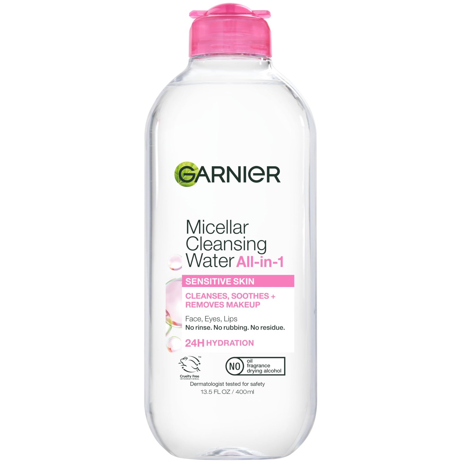 Garnier Micellar Water, Hydrating Facial Cleanser & Makeup Remover, Suitable for Sensitive Skin, Vegan, Cruelty Free, 13.5 Fl Oz (400mL), 1 Count