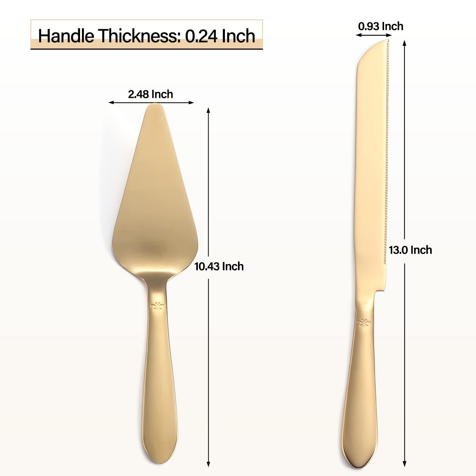 Eisinly Wedding Cake Cutting Set, Cake Knife and Server Set, 2Pcs Gold - Image 4