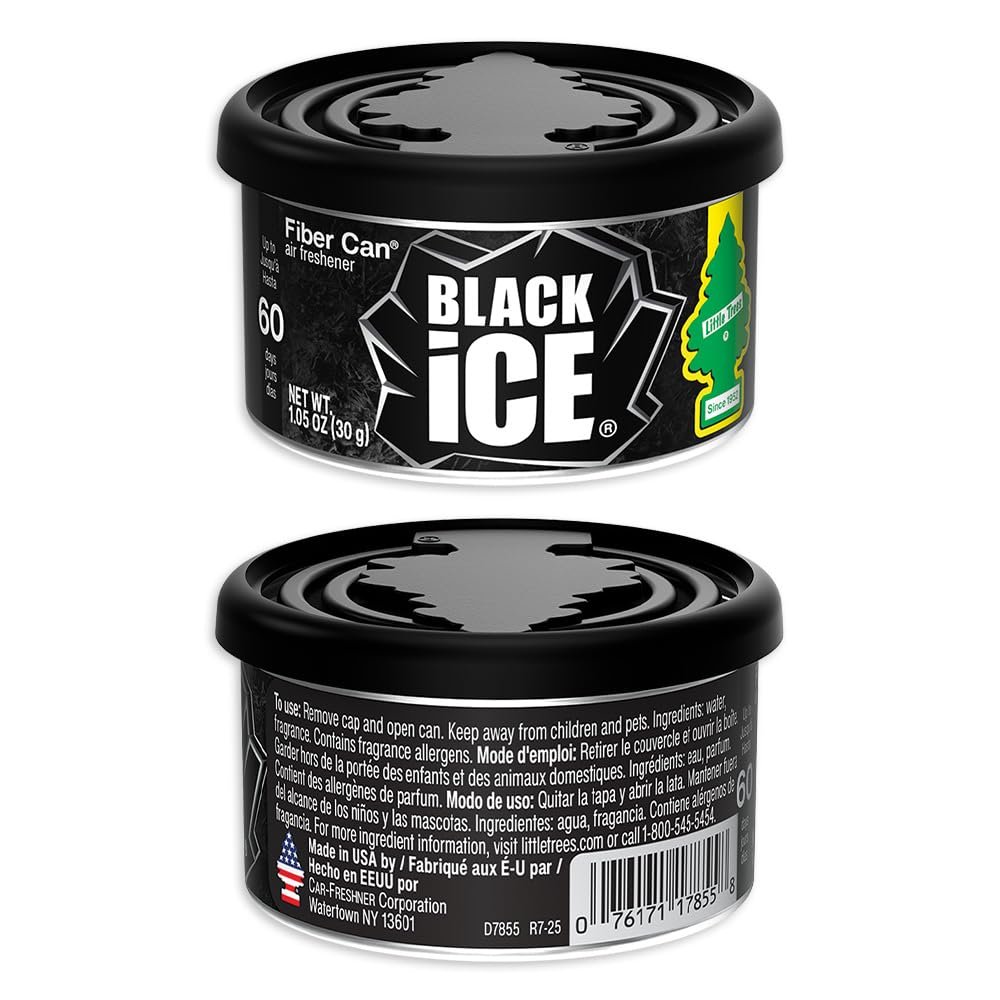 LITTLE TREES Car Air Freshener | Fiber Can Provides Long Lasting Scent for Auto or Home | Recycled Fiber | Black Ice, 4 Air Fresheners - Image 2