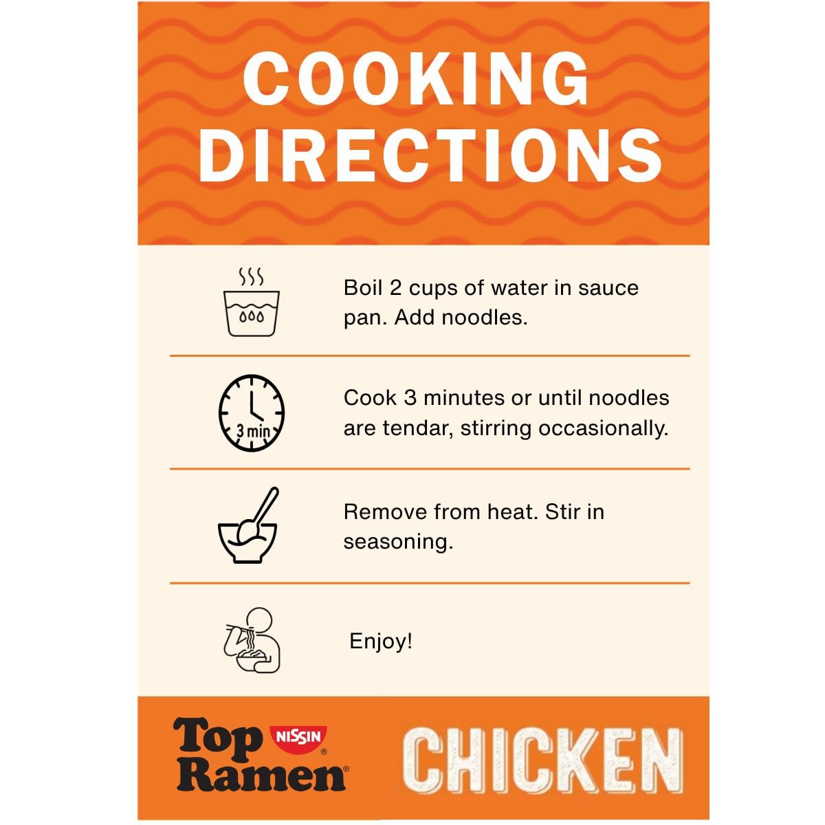 Nissin Top Ramen Noodle Soup, Chicken, 3 Ounce (Pack of 24) - Image 4