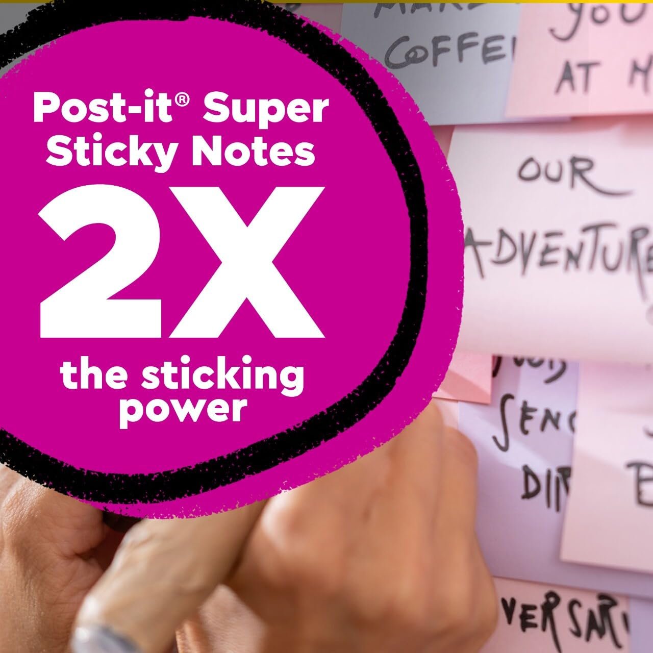 Post-it 100% Recycled Super Sticky Notes, 3 x 3 in, Pastels, 5 Pads - Image 3