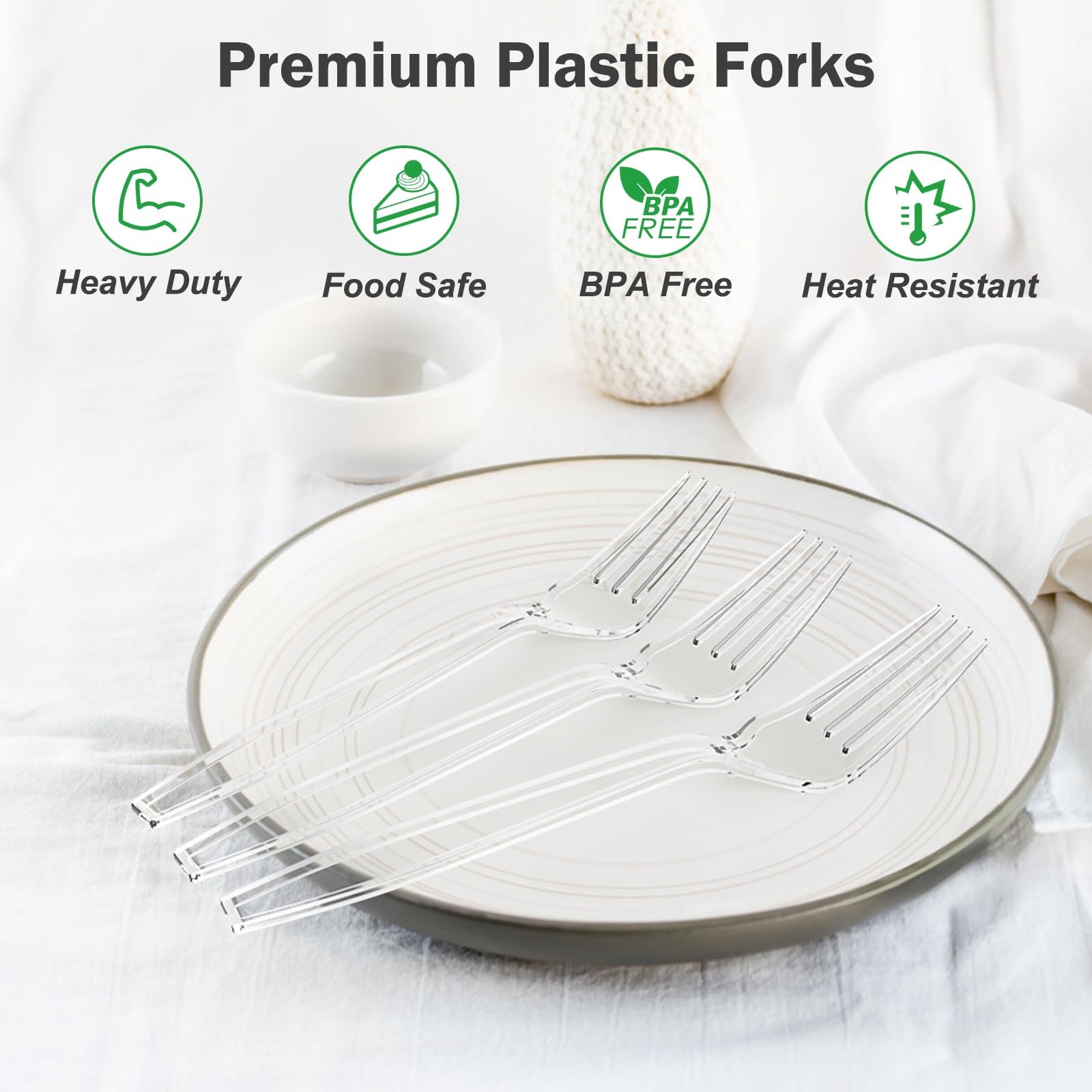 Dealusy 360 Count Extra Heavy Duty Clear Plastic Forks Disposable - Image 3