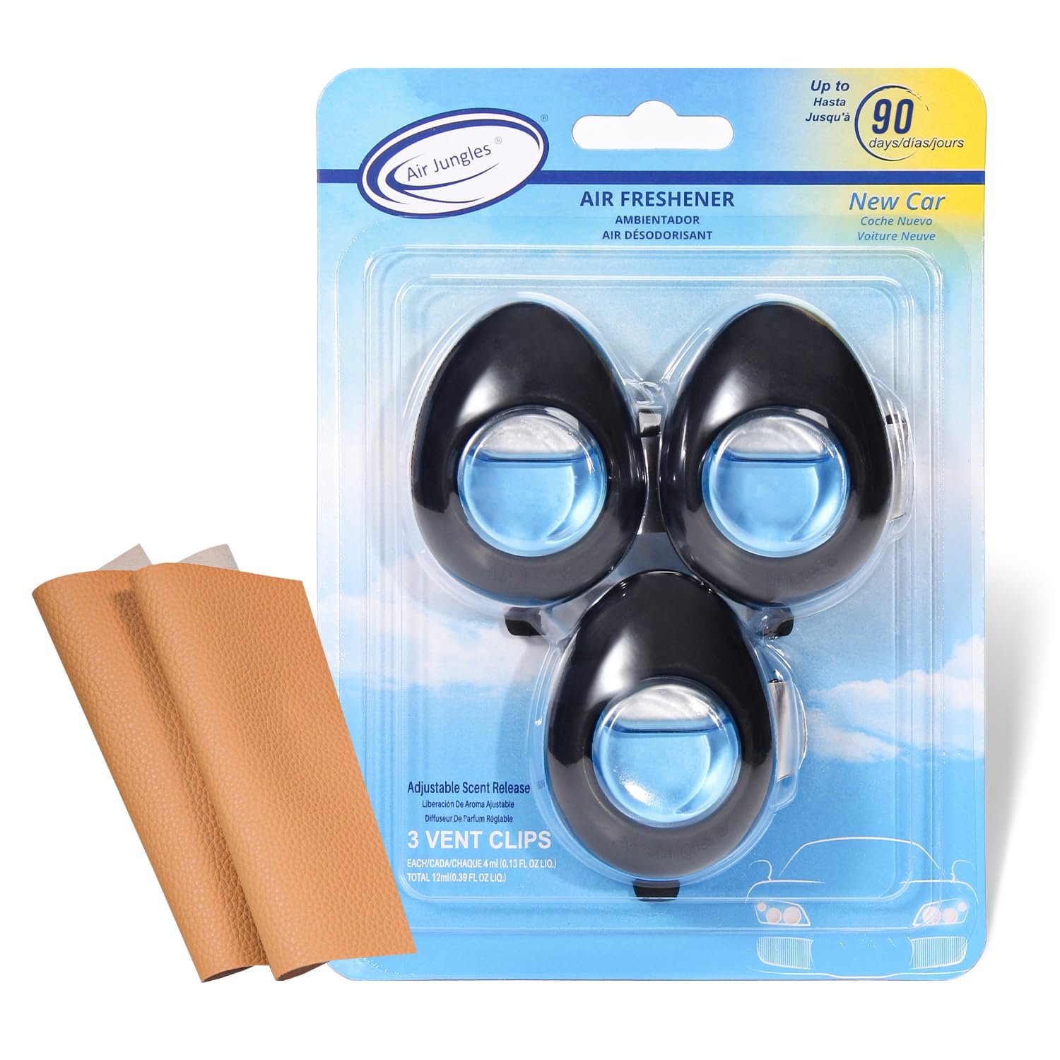 Air Jungles Car Air Freshener Vent Clip 3 Ct, New Car Scent