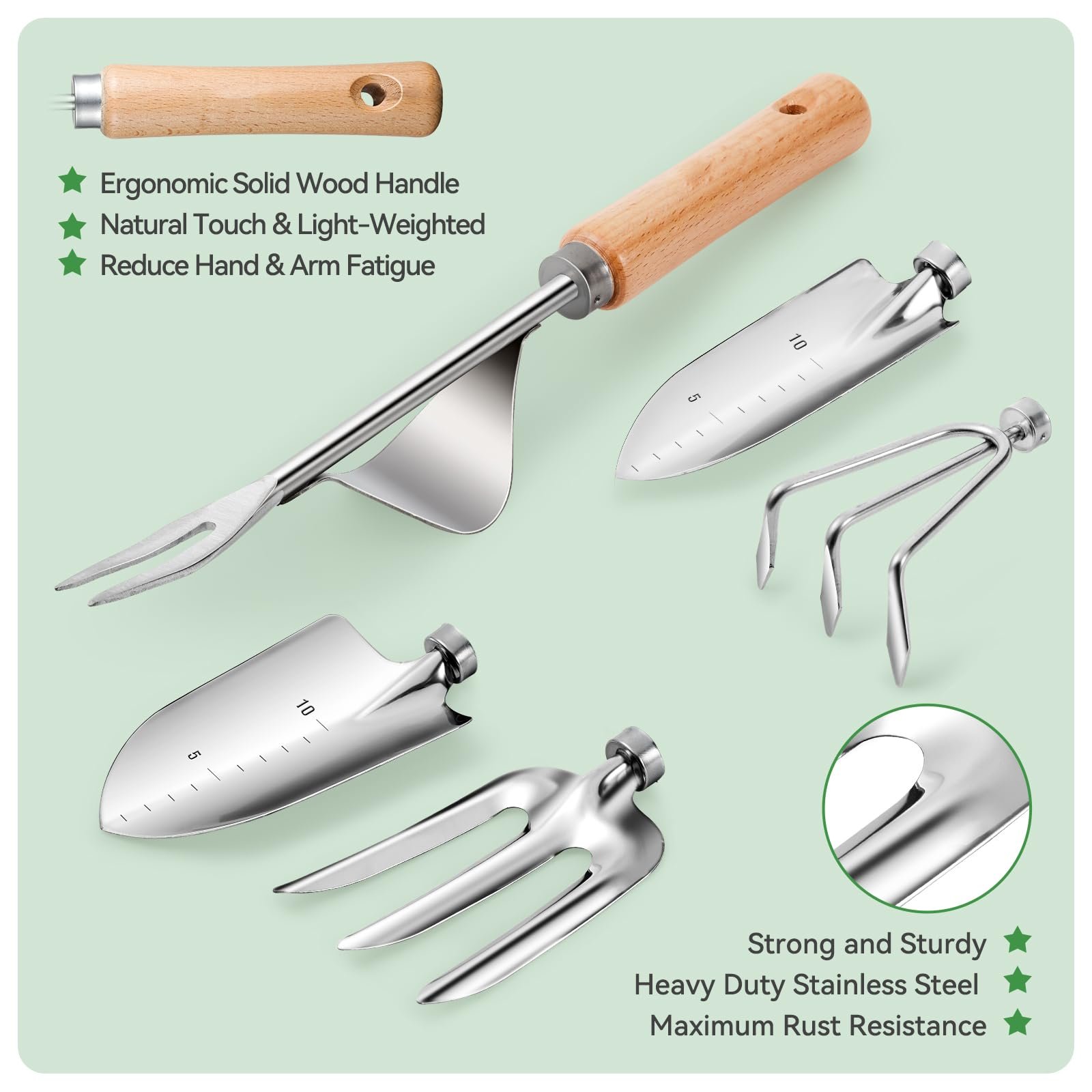 Grenebo Heavy Duty Gardening Tools with Handbag, Gardening Gifts for Women - Image 4
