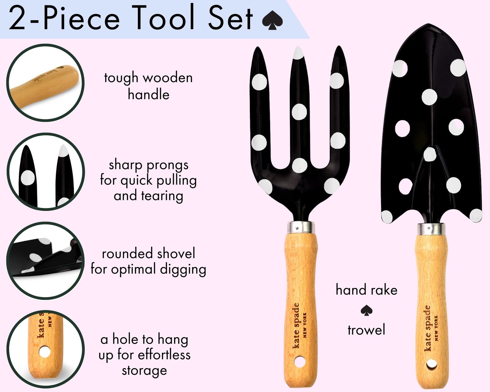 kate spade new york 2 Piece Garden Hand Tool Set, Picture Dot - Image 9