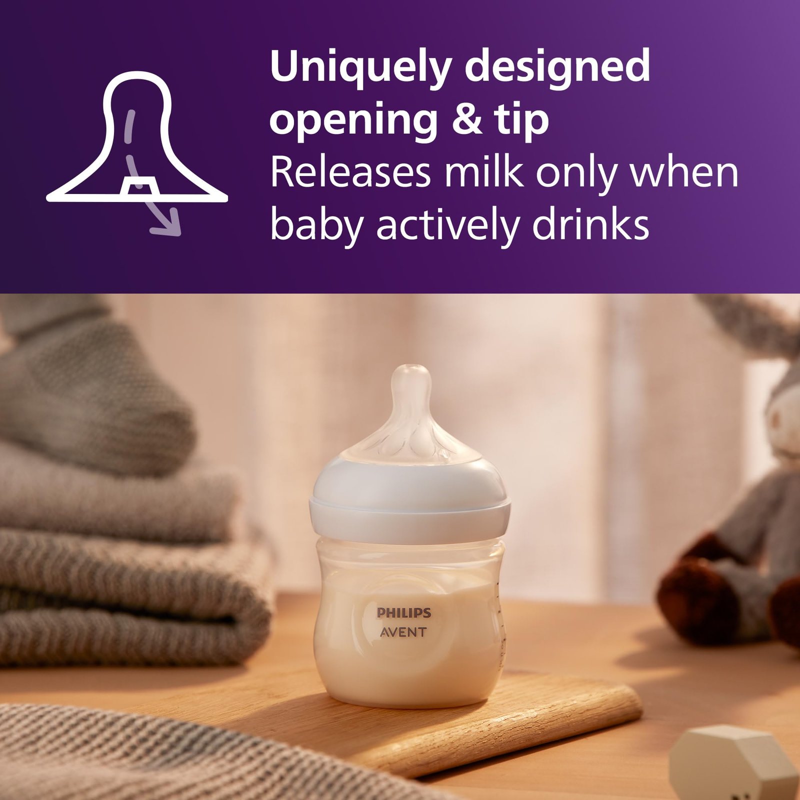 Philips Avent Natural Baby Bottles, Slow Flow, 4 oz, BPA-Free, 4-Pack - Image 3