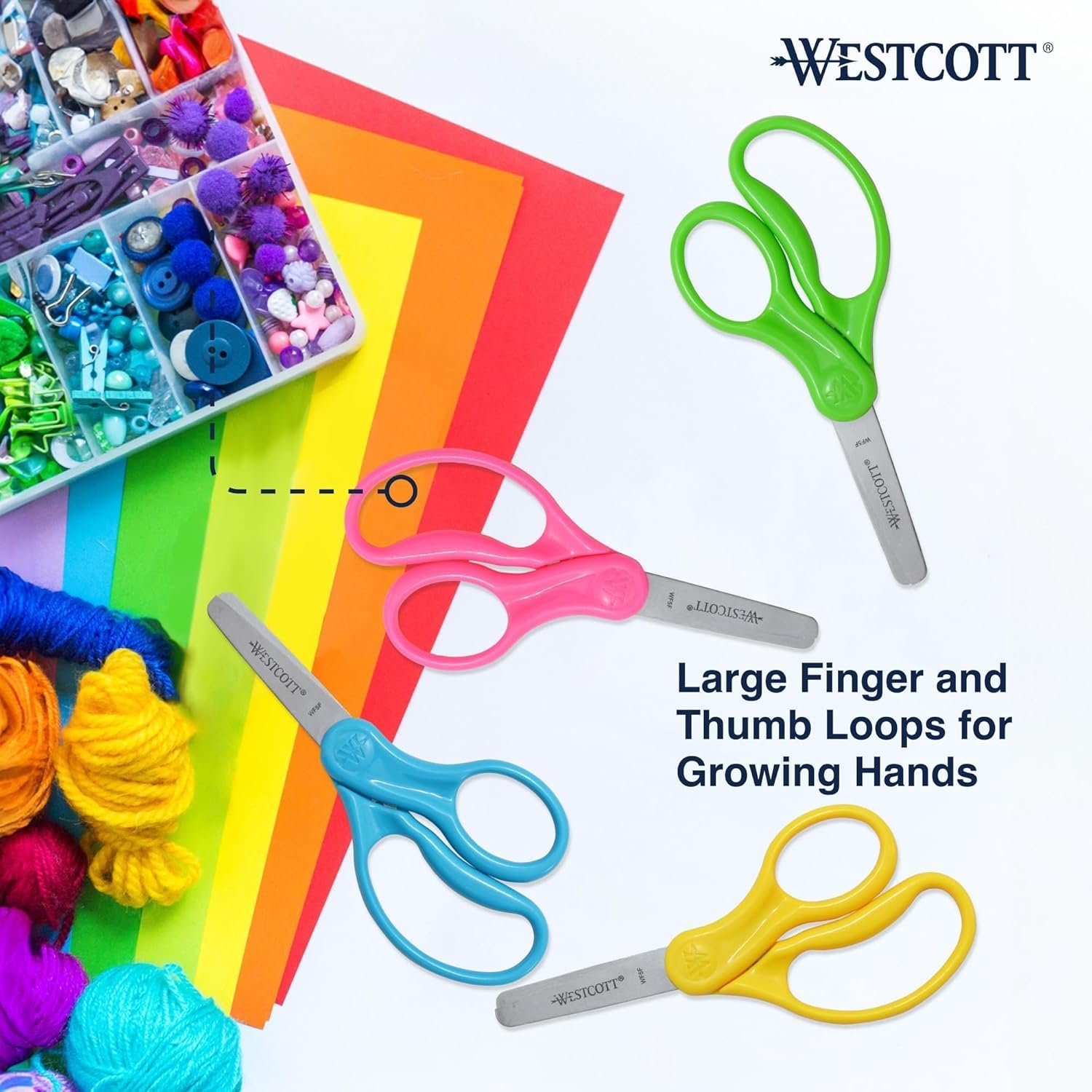 Westcott 5" Hard Handle Kids Scissors, Blunt, Assorted Colors, 2-Pack - Image 11