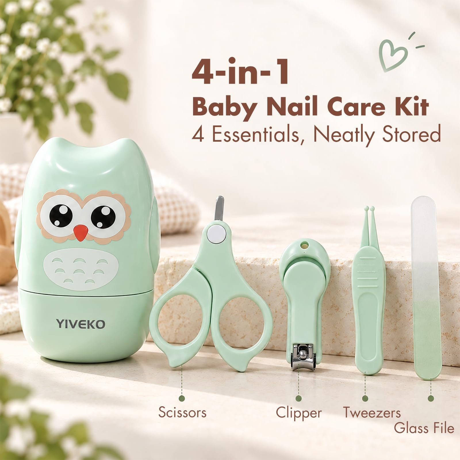 YIVEKO Baby Nail Kit, 4-in-1 Baby Nail Care Set with Cute Case, Baby Nail Clipper, Scissor, Nail File & Tweezer, Baby Manicure Kit and Pedicure kit for Newborn, Infant, Toddler, Kids-Owl Blue - Image 7