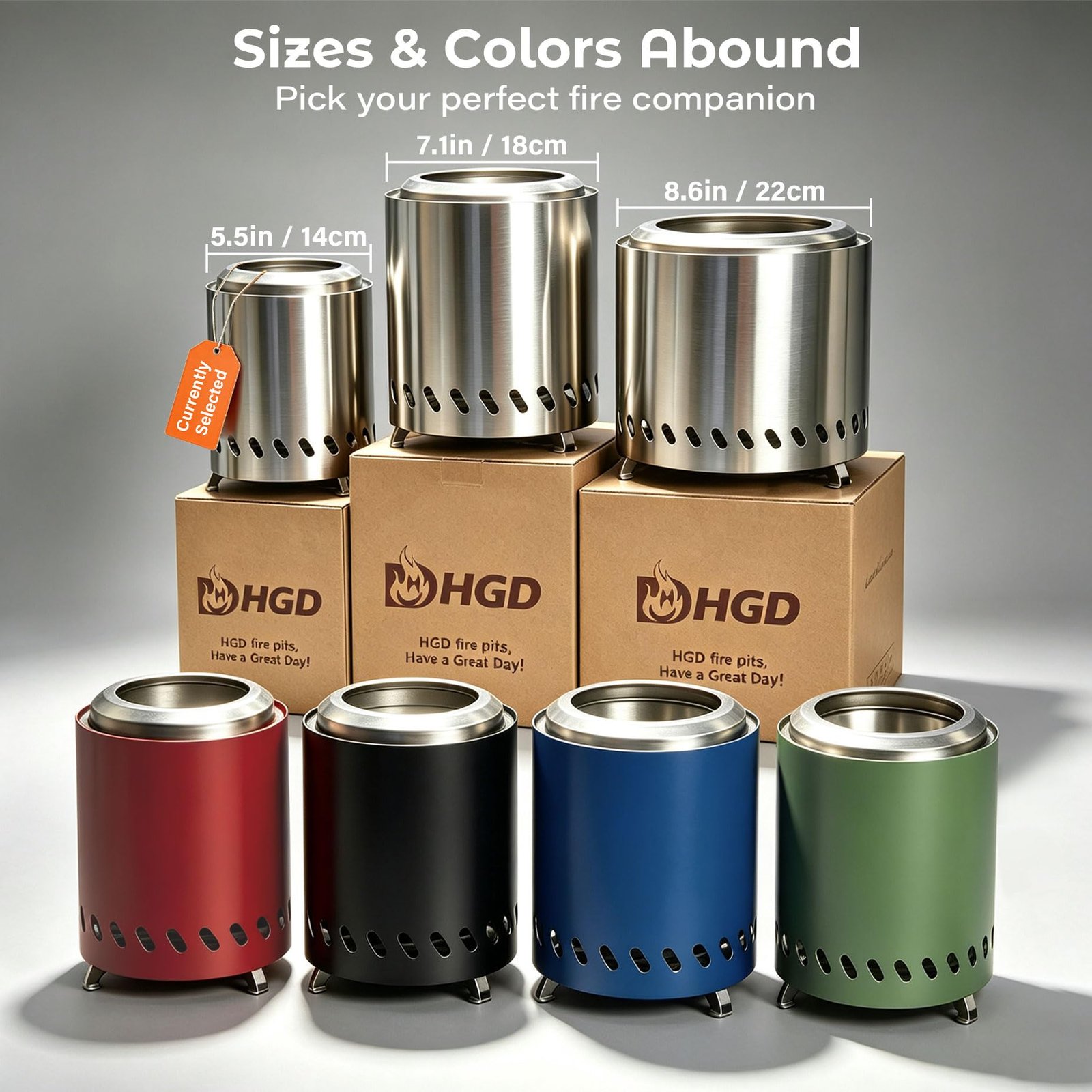 HGD Tabletop Fire Pit, Smokeless Firepit Outdoor, Mini Fire Pit for with Carry Bag for Camping Backyard Patio Garden Picnic, Silver - Image 3