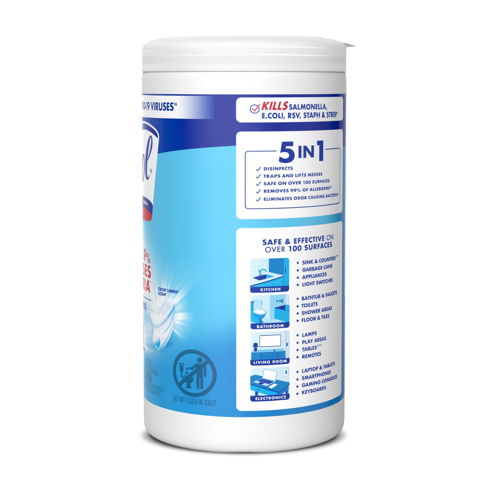 Lysol Disinfecting Wipes, Multi-Surface Cleaner, Crisp Linen, 80 ct. - Image 14