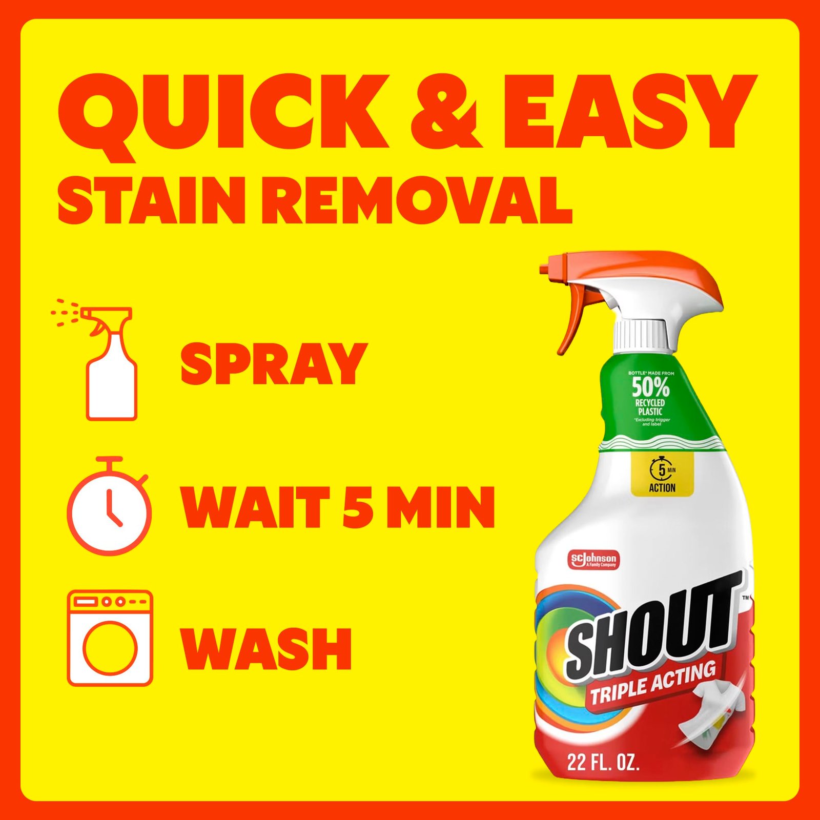 Shout Triple-Acting Active Enzyme Laundry Stain Remover Spray, 22oz - Image 6