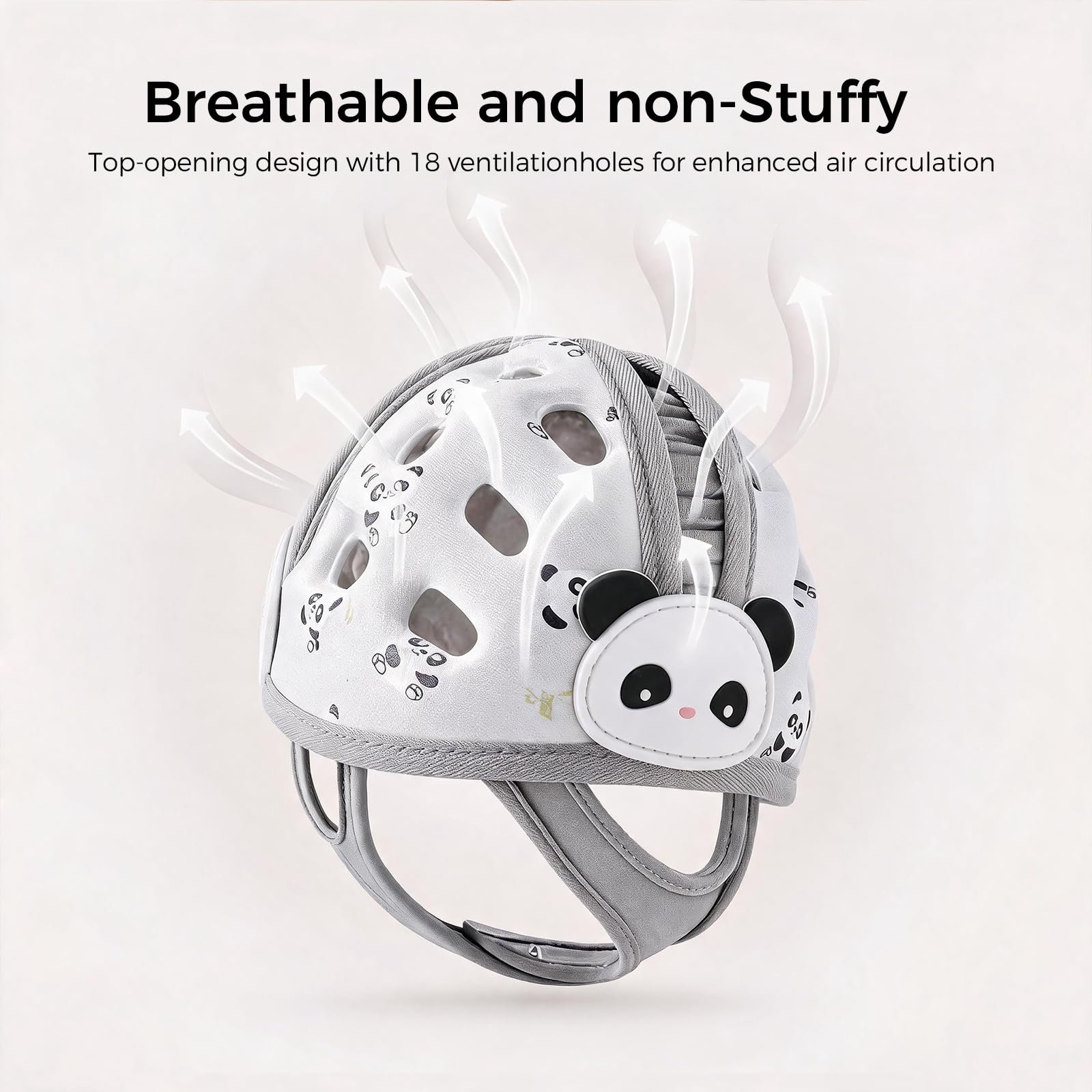 Cute Baby Head Protector - Ultra Light Baby Helmet for Crawling Walking, Soft Cushion Breathable Toddler Helmets for 6-24 Months, Adjustable Infant Safety Headguard (Panda) - Image 3