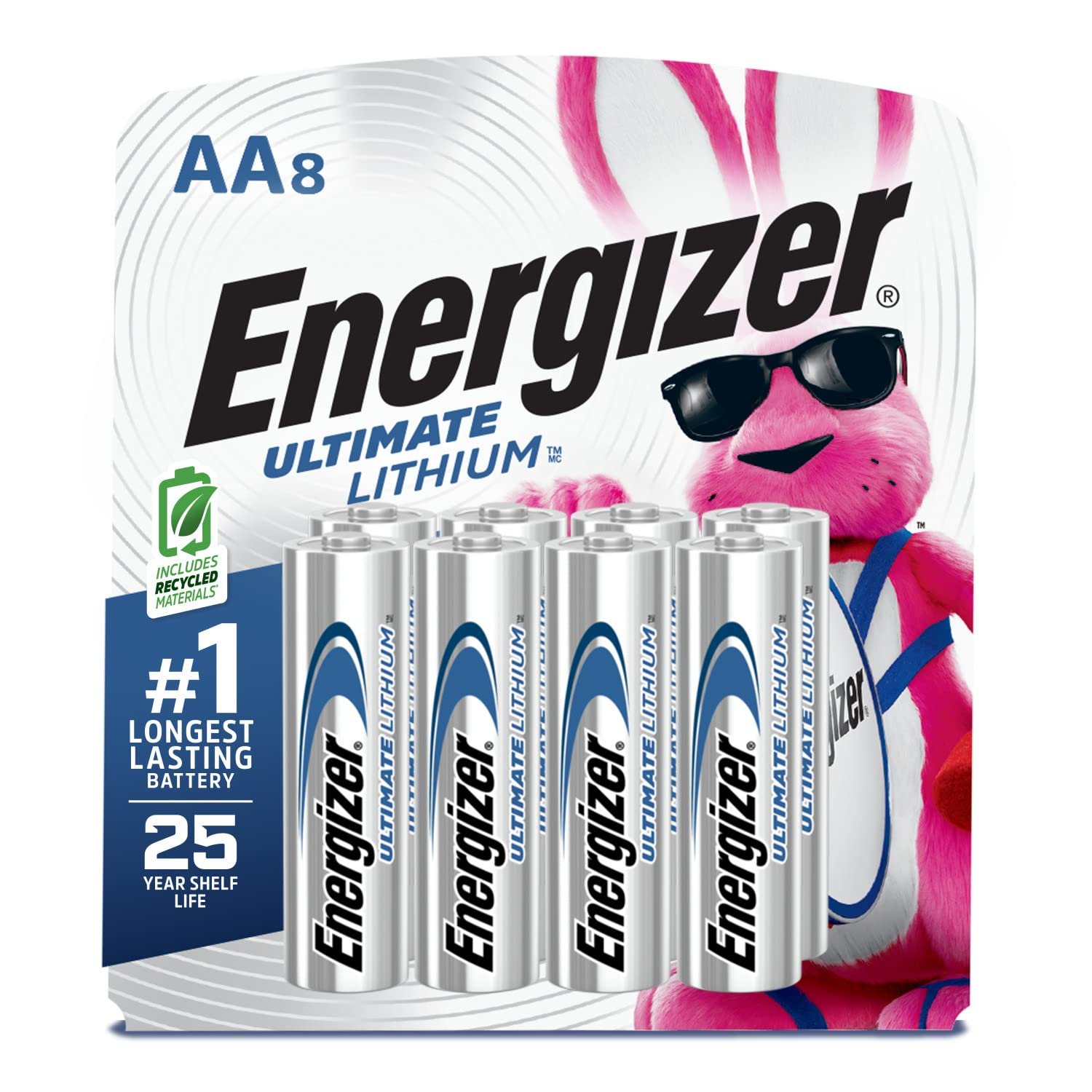 Energizer Ultimate Lithium AA Batteries (8 Pack), 1.5V Lithium Double A Batteries