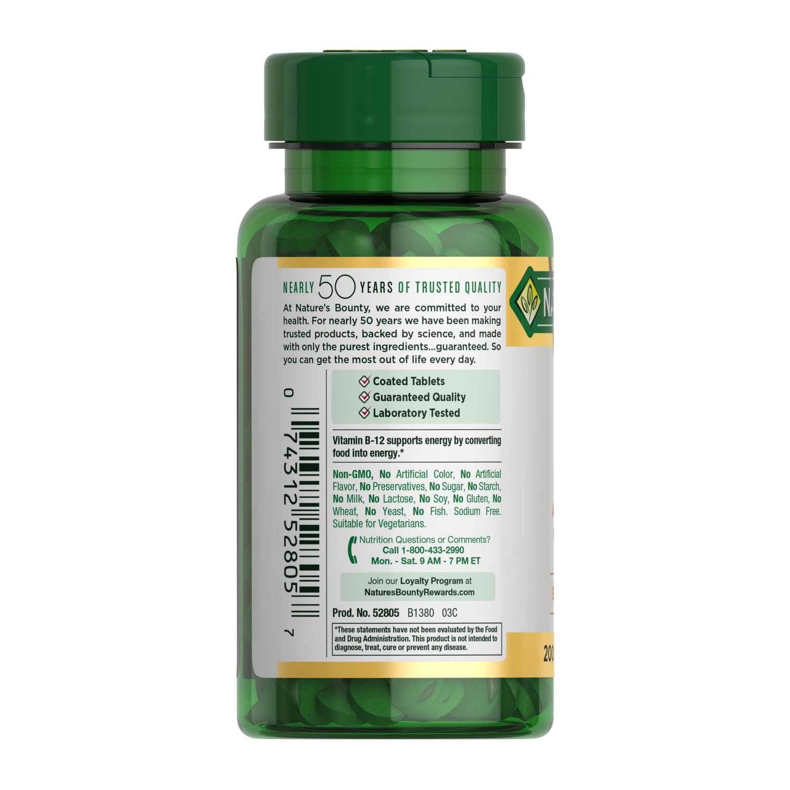 Nature's Bounty Vitamin B12 1000 mcg Caplets, 200 ct - Image 7
