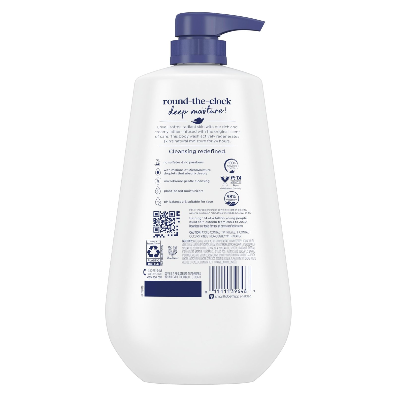 Dove Deep Moisture Body Wash, 30.6 oz Pump, Sulfate Free - Image 3