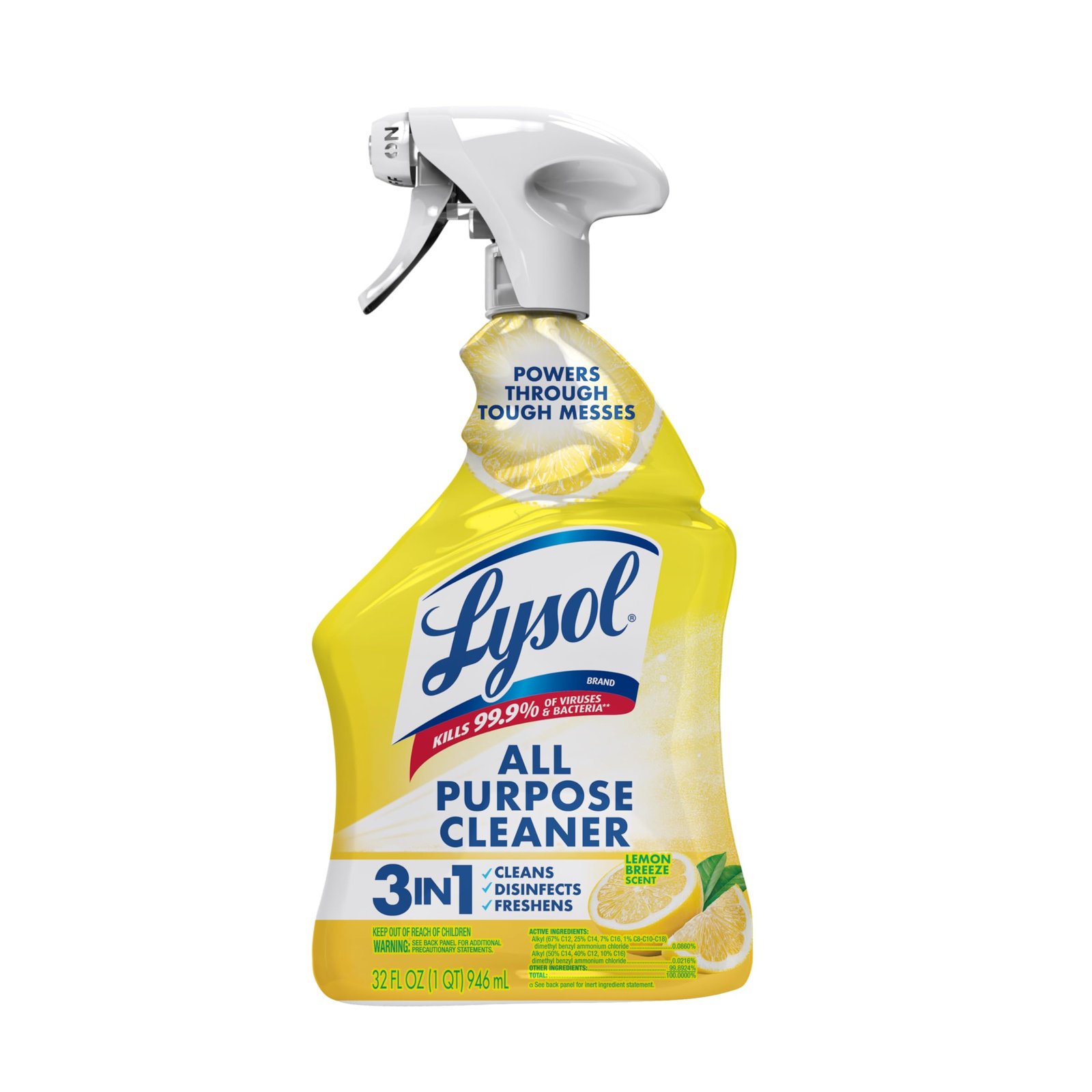 Lysol All Purpose Cleaner Spray, Disinfectant, Lemon, 32oz