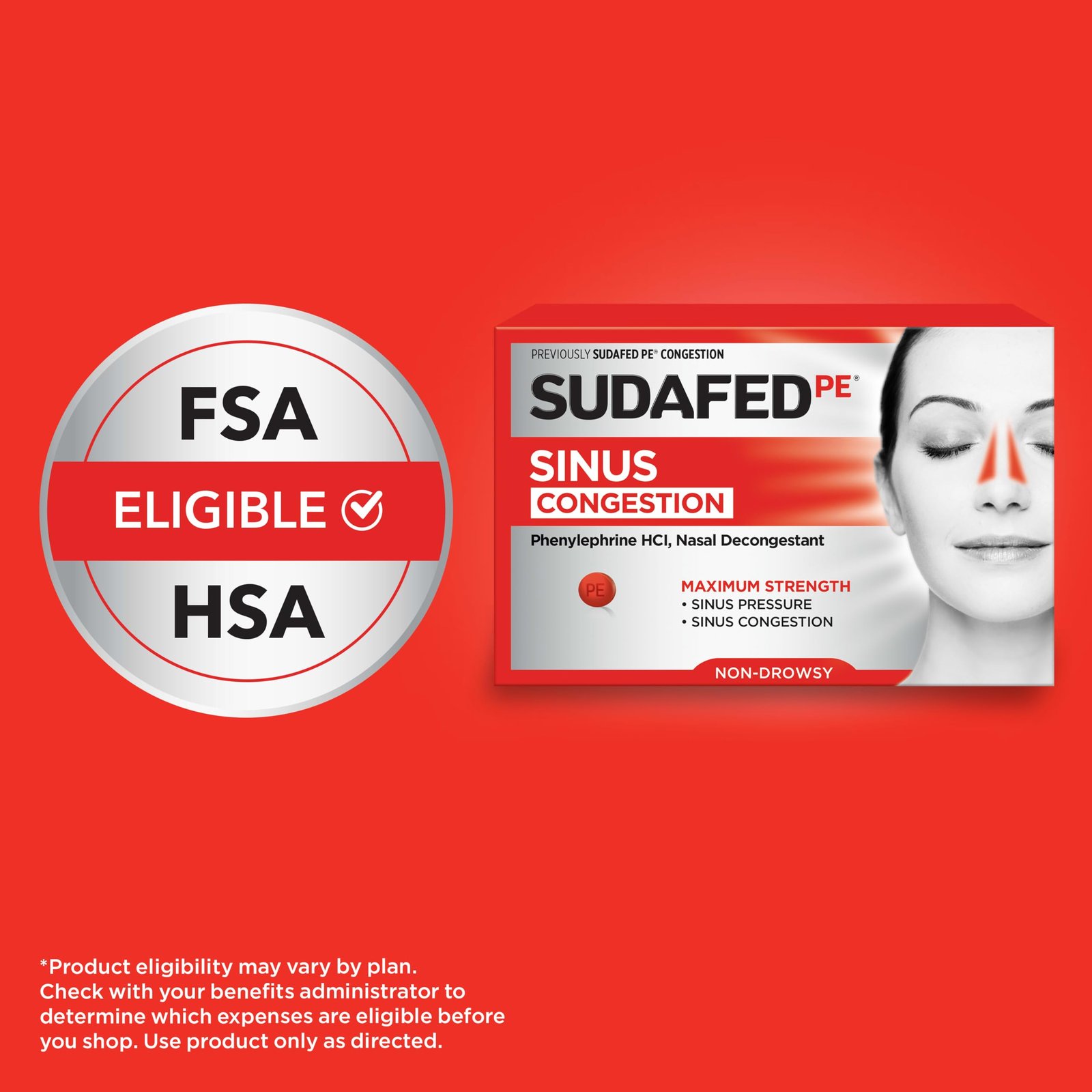 Sudafed PE Sinus Congestion Relief Tablets, 10 mg Phenylephrine HCI, 36 Ct - Image 4