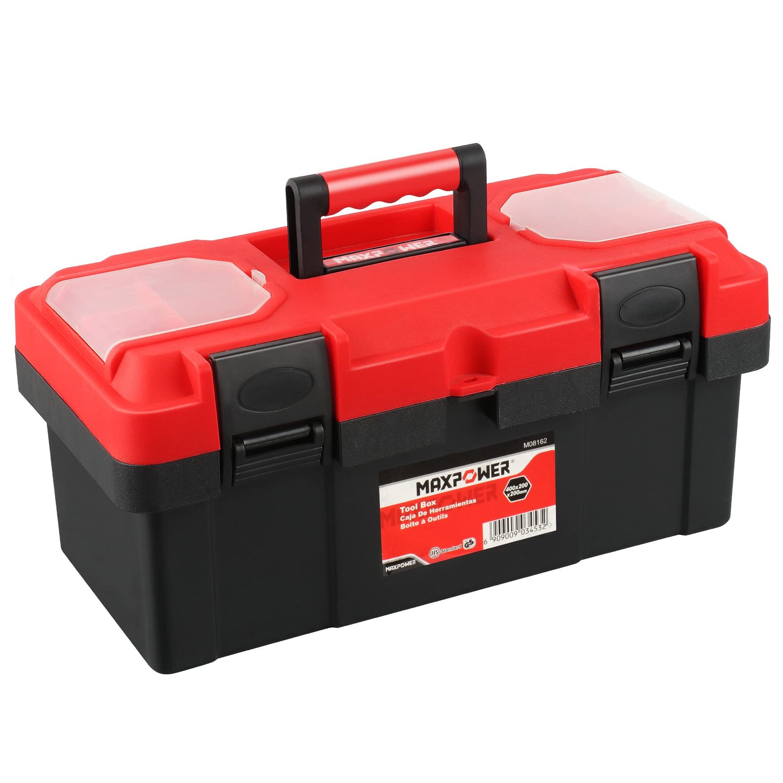 MAXPOWER Tool Box 16 inch, Plastic Small Tool Box with Latch Removable Tray