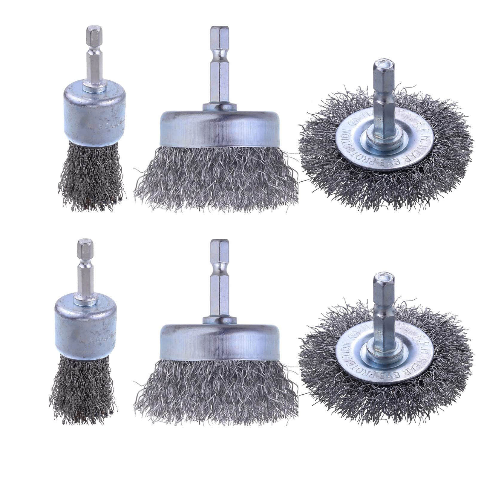 Rocaris 6 Pack Carbon Steel Wire Wheel Brush, Wire Brush for Drill