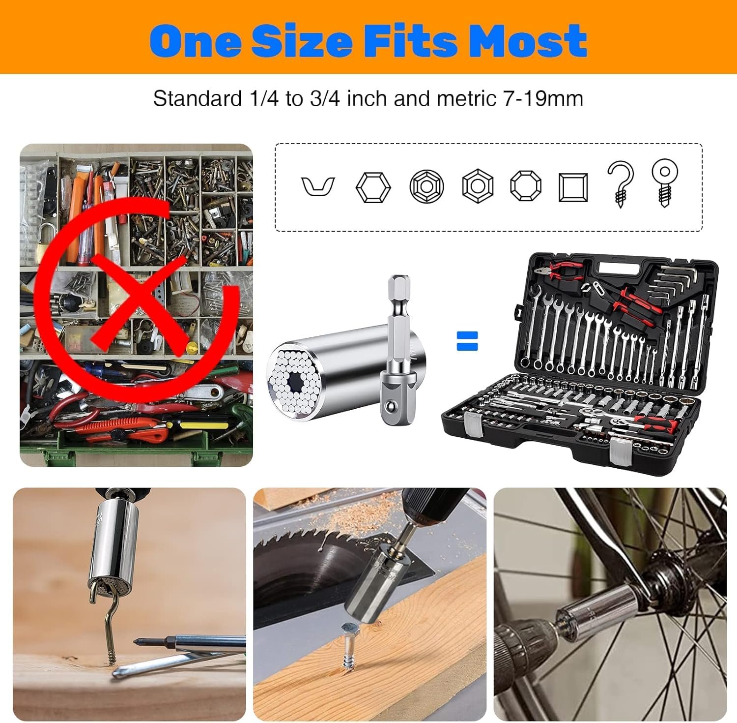 Geekman Stocking Stuffers for Men,Universal Socket Tools Men Gifts - Image 3