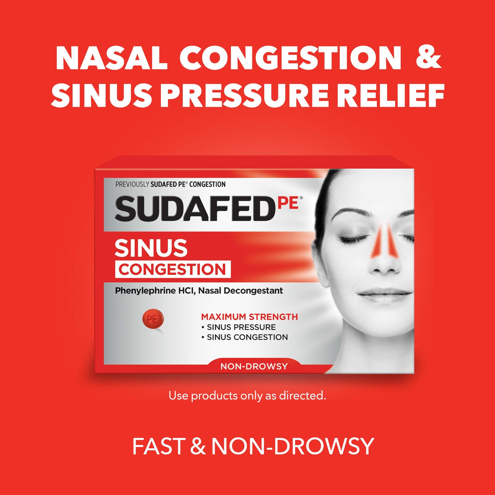 Sudafed PE Sinus Congestion Relief Tablets, 10 mg Phenylephrine HCI, 36 Ct - Image 2