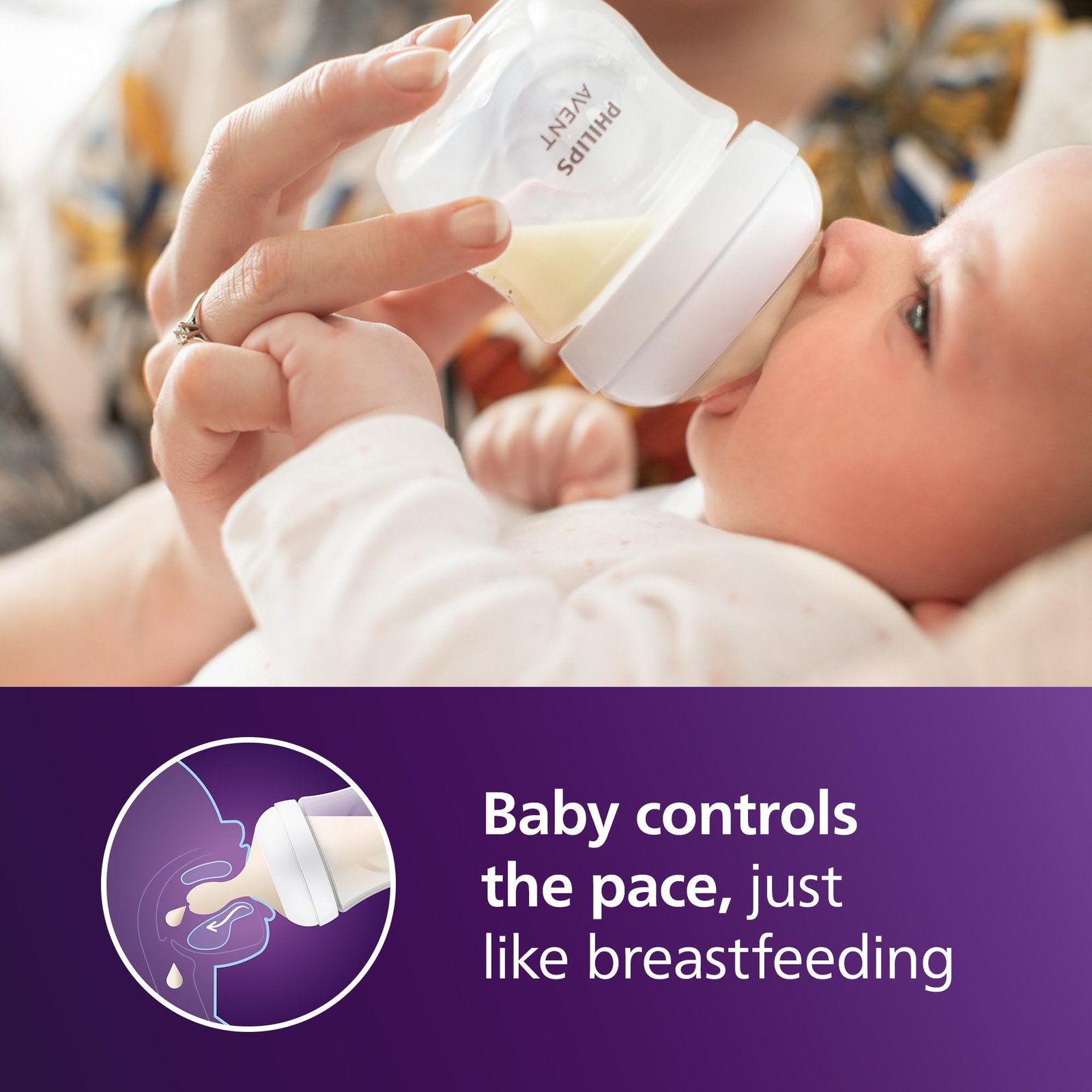 Philips Avent Natural Baby Bottles, Slow Flow, 4 oz, BPA-Free, 4-Pack - Image 2