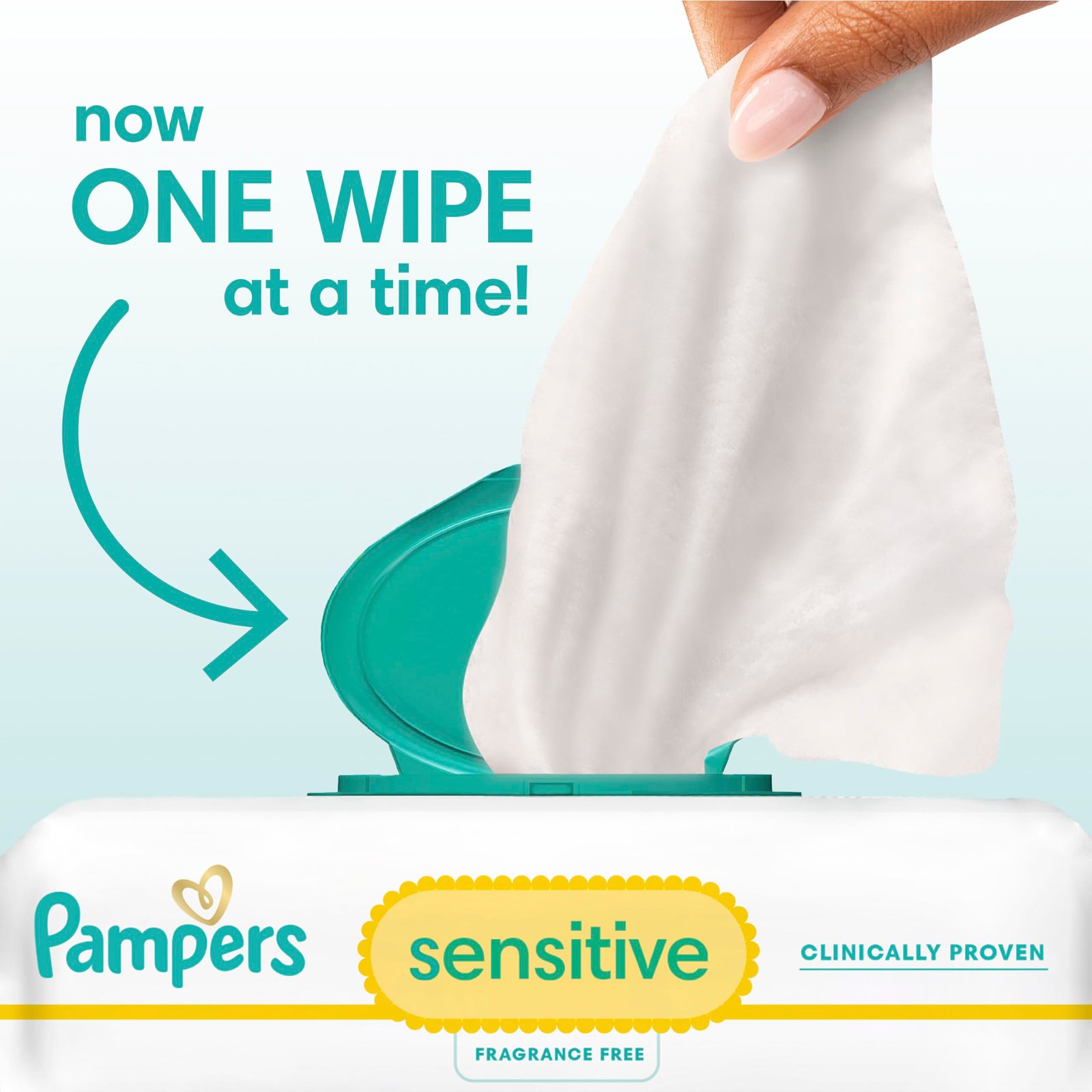 Pampers Sensitive Baby Wipes, Unscented, Fragrance Free, Clinically Proven, Water Based, Hypoallergenic, Multi-Use, Hand Wipes, 1008 Wipes Total (18X Flip-Top Packs) - Image 3