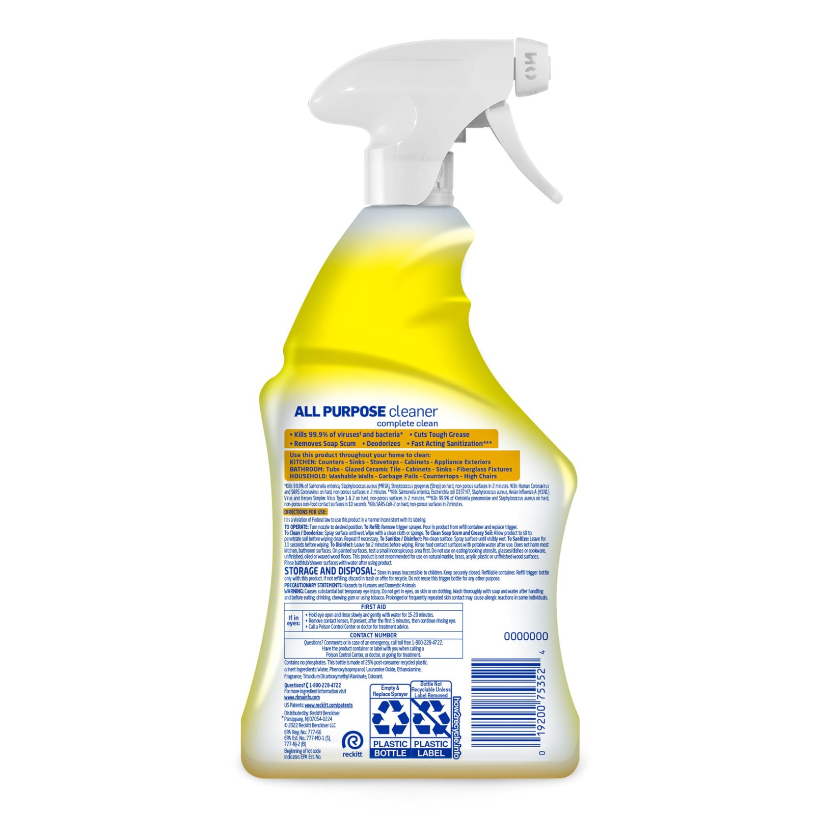 Lysol All Purpose Cleaner Spray, Disinfectant, Lemon, 32oz - Image 9