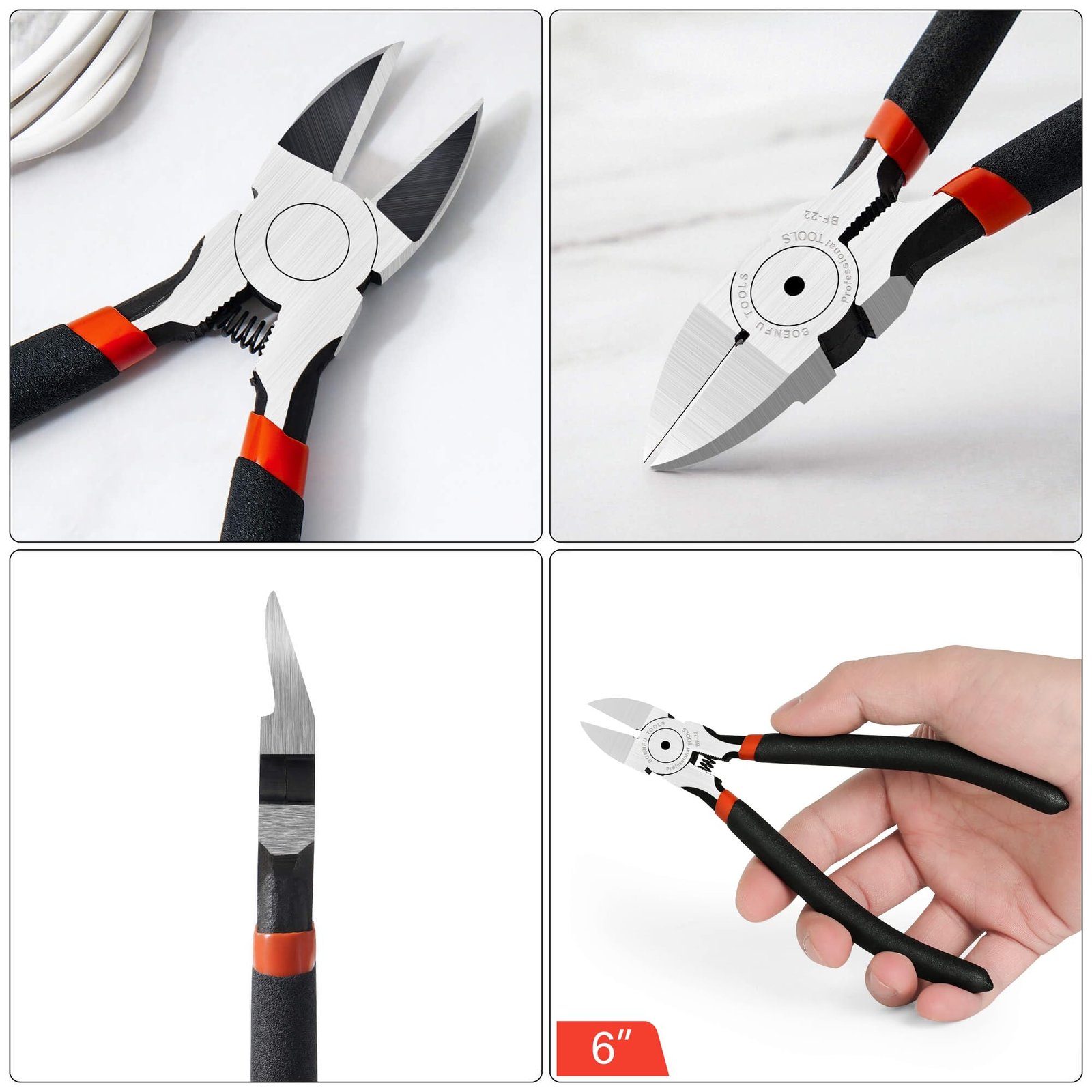 BOENFU Wire Cutters Heavy Duty Snips Flush Cut Side Cutters Pliers - Image 6