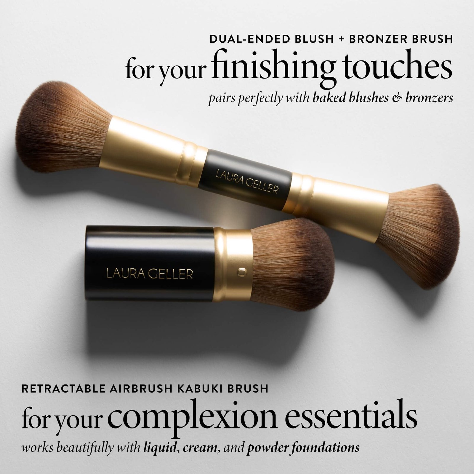 LAURA GELLER Makeup Brushes - 06 Face It All 2pc With Kabuki Brush - Image 3
