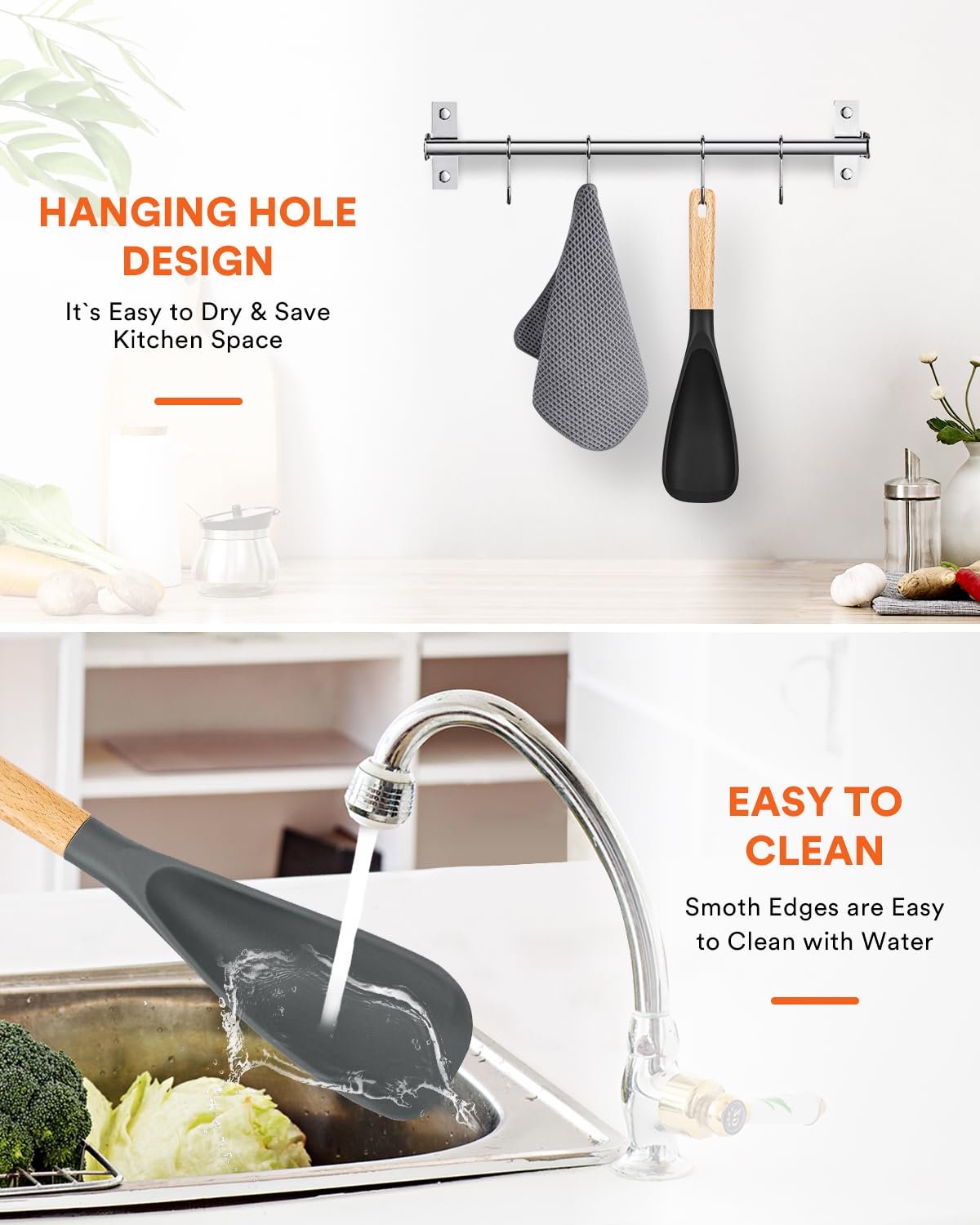 Badiano Silicone Cooking Spoon for Nonstick Cookwares, Multi-function,11.4" - Image 7