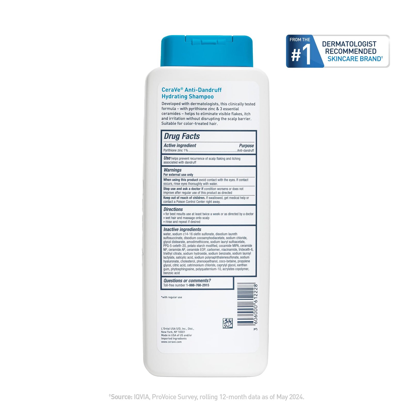 CeraVe Hydrating Anti Dandruff Shampoo, Itchy Scalp Treatment, 12oz - Image 10