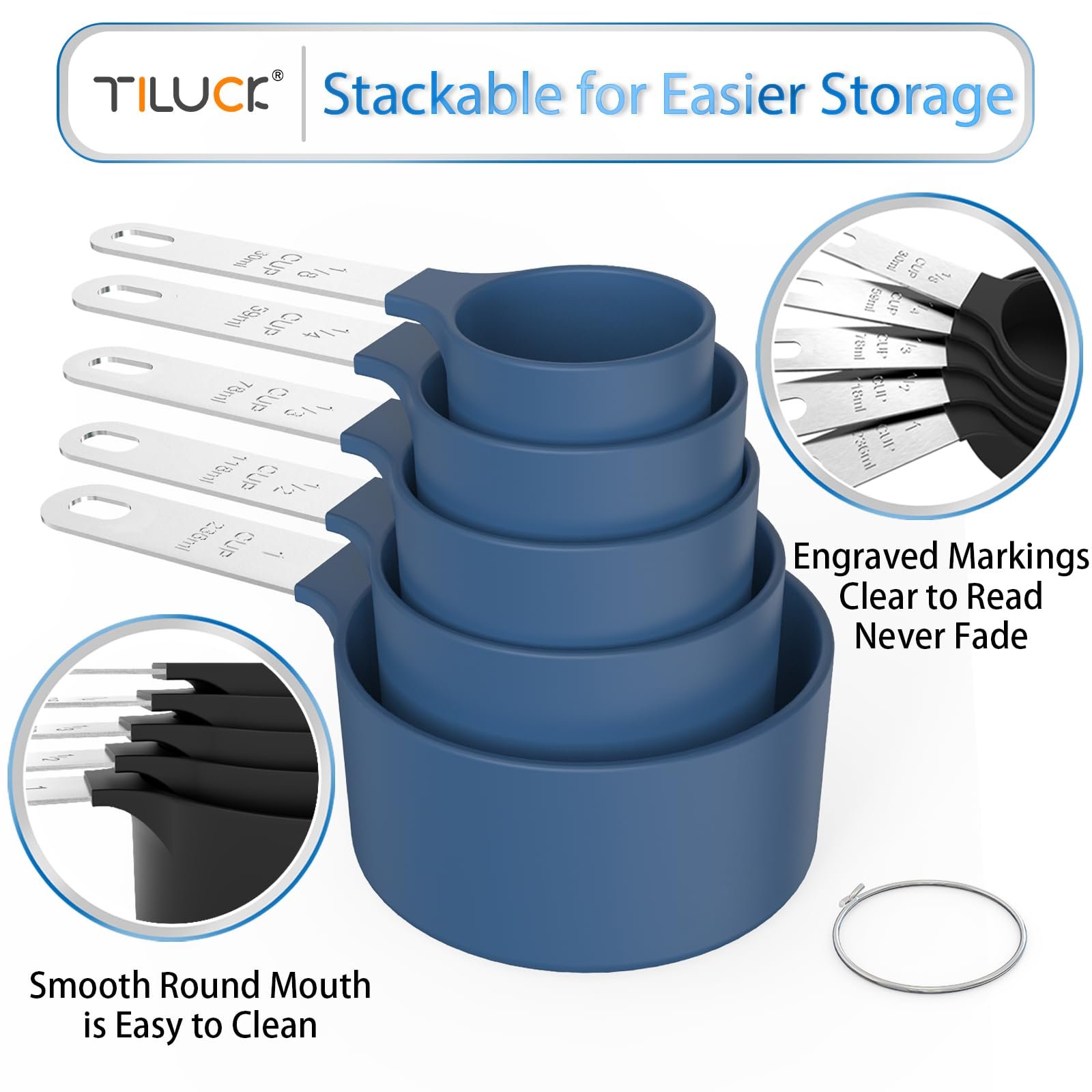 Measuring Cups & Spoons Set, Stackable Cups and Spoons - Image 4