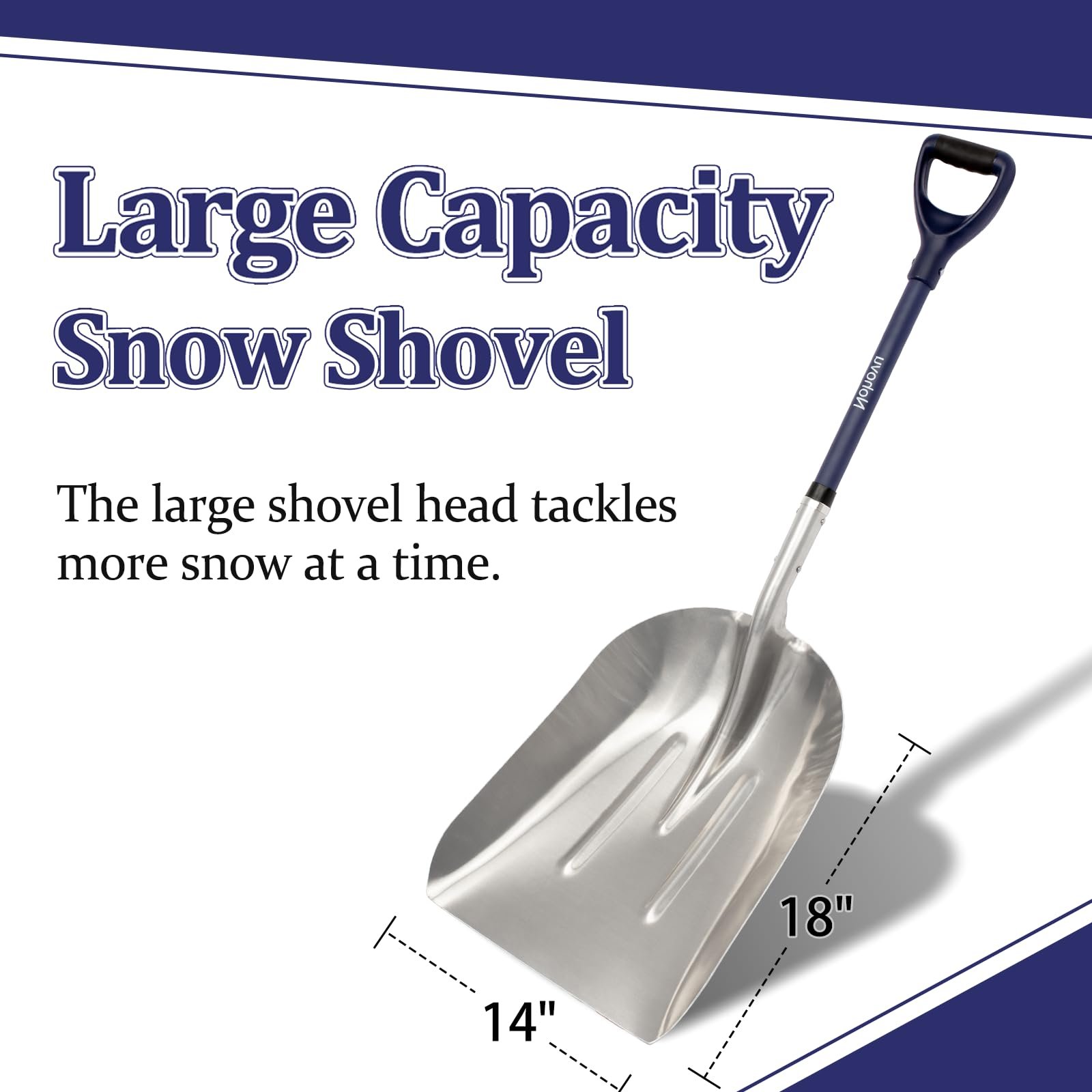 Nohovu Aluminum Snow Shovel - Large Capacity Driveway Snow Removal Tool, Fiberglass D-Handle, 45 Inch Blade - Image 3