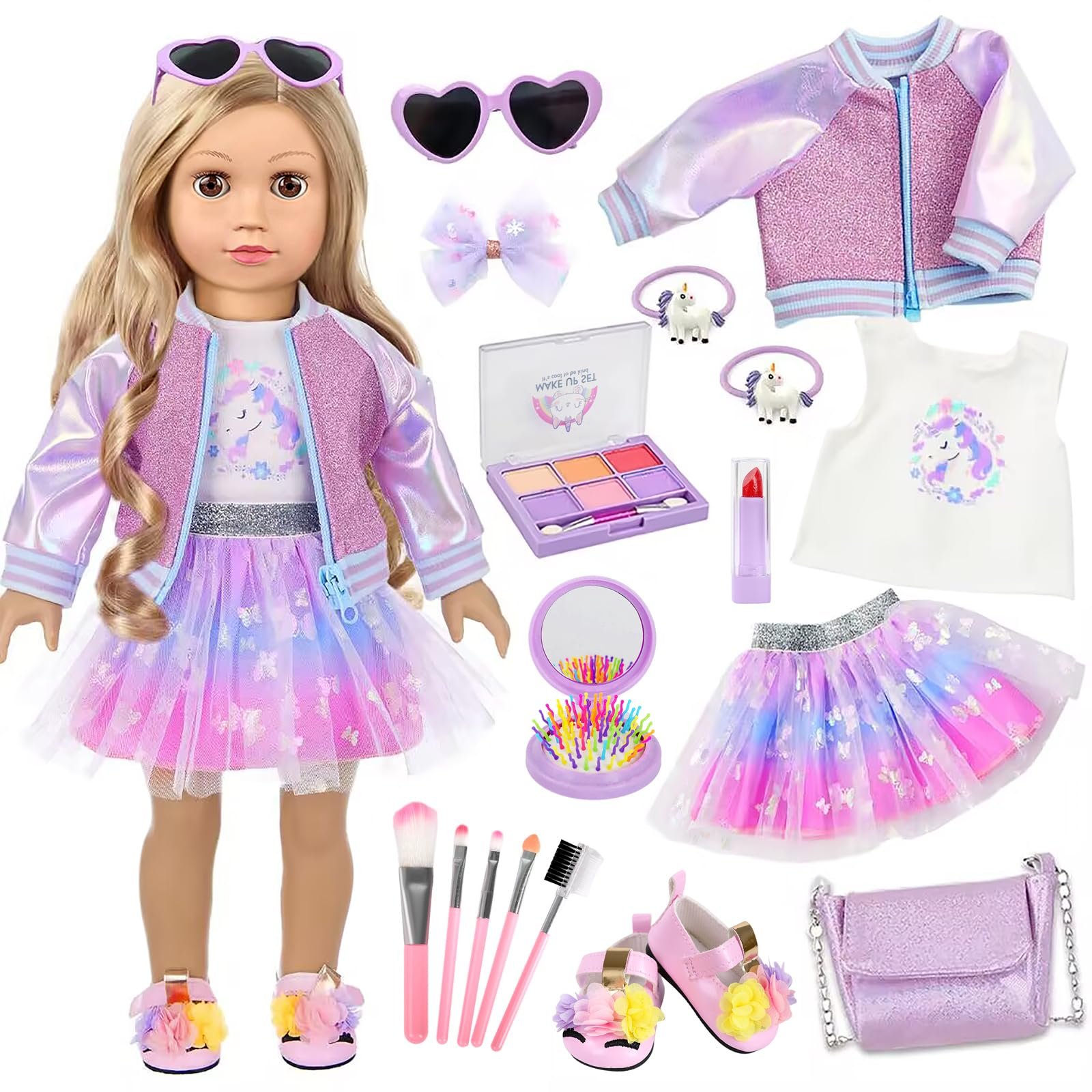 American 18 Inch Doll Makeup Accessories and Clothes Play Sets (No Dolls)