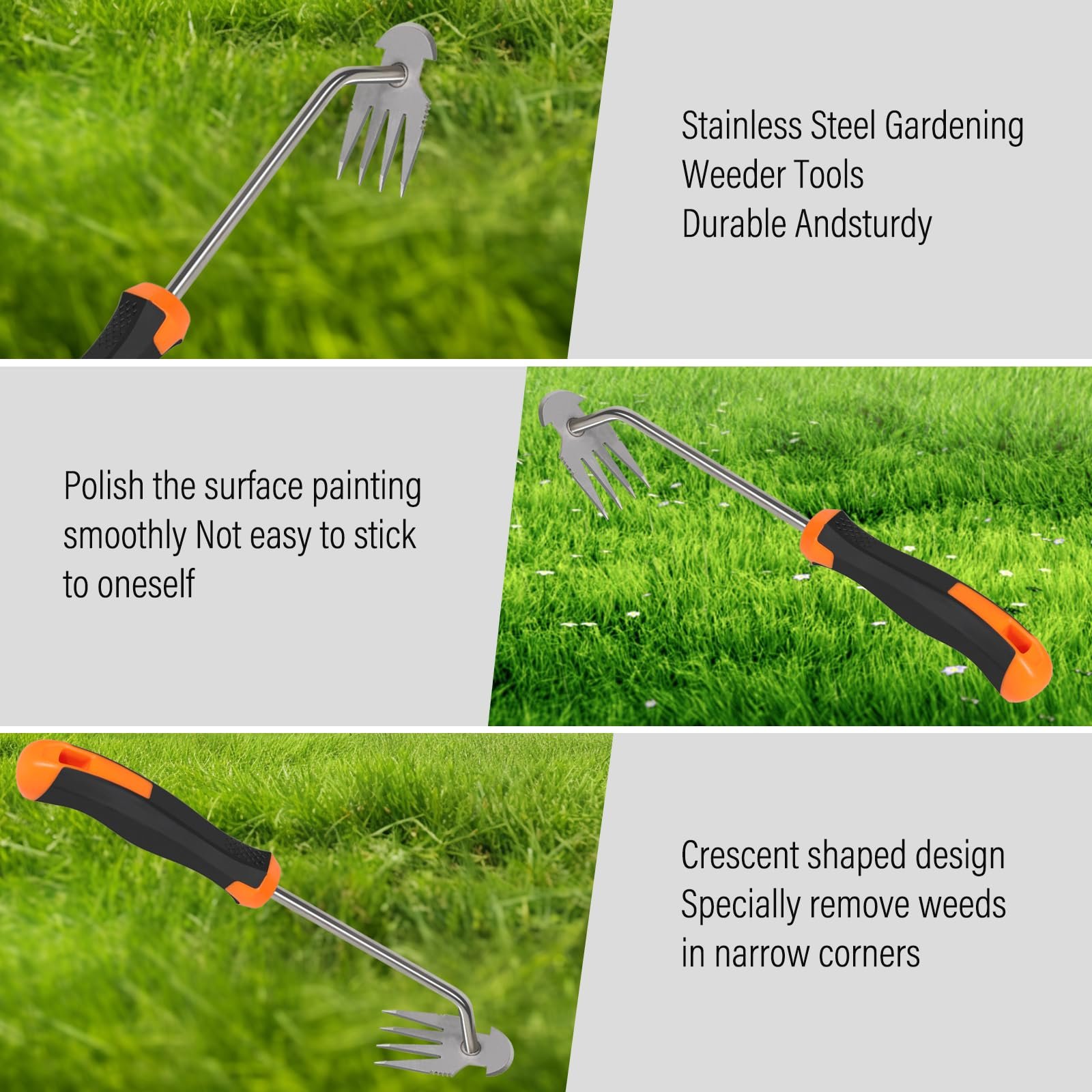 SIXCAR Weed Remover Tool,Portable Garden Weeder Tool,New Gardening Weeding Tools,for Garden Hand Tools for Vegetable Gardening Backyard Farm Planting & Uprooting Weeding Tool (Rubber Handle) - Image 6