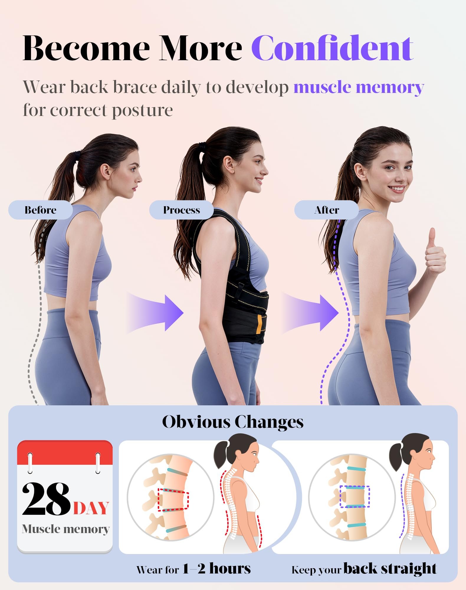 Posture Corrector for Women and Men, 5x Enhanced Support Back Brace, Medium - Image 7
