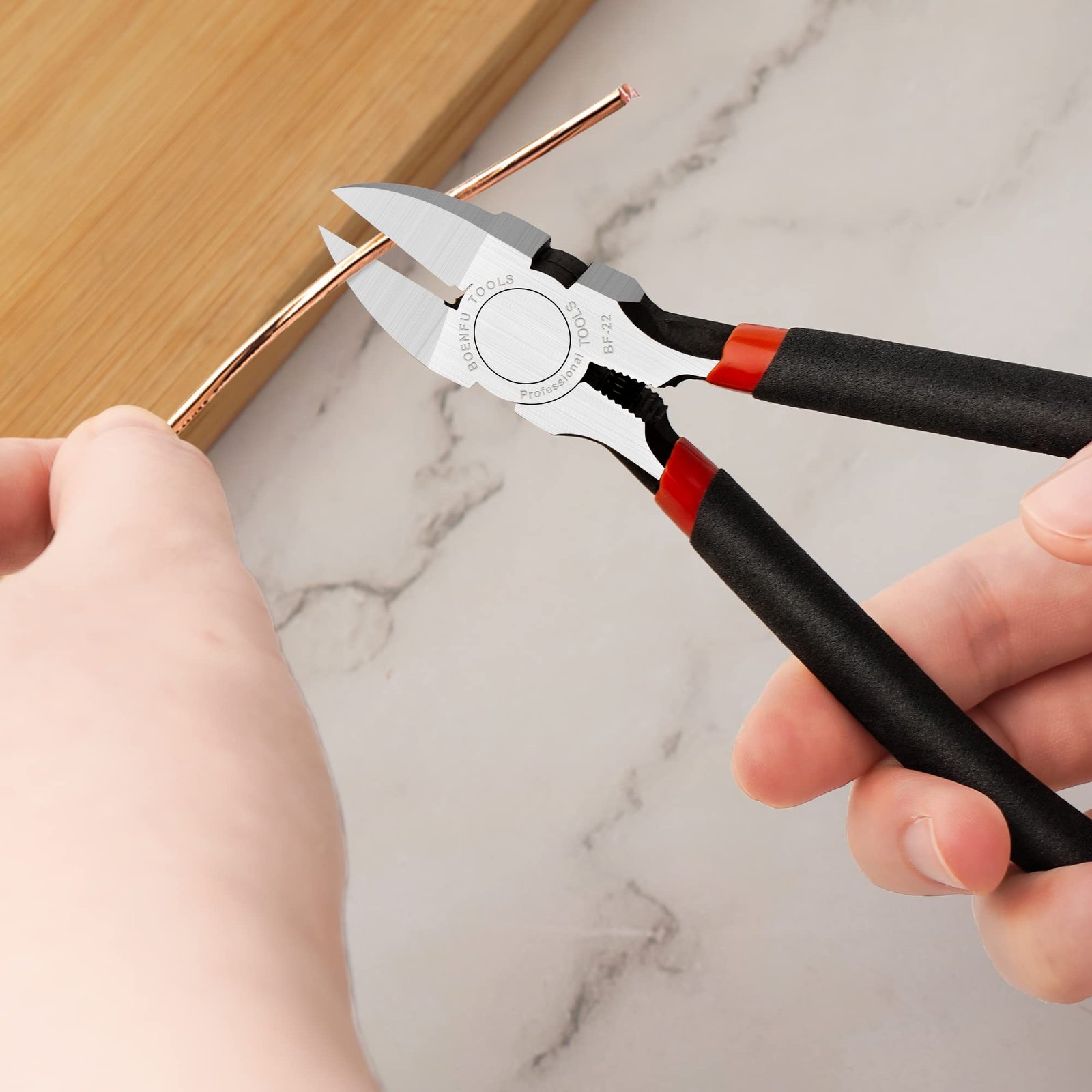 BOENFU Wire Cutters Heavy Duty Snips Flush Cut Side Cutters Pliers - Image 2
